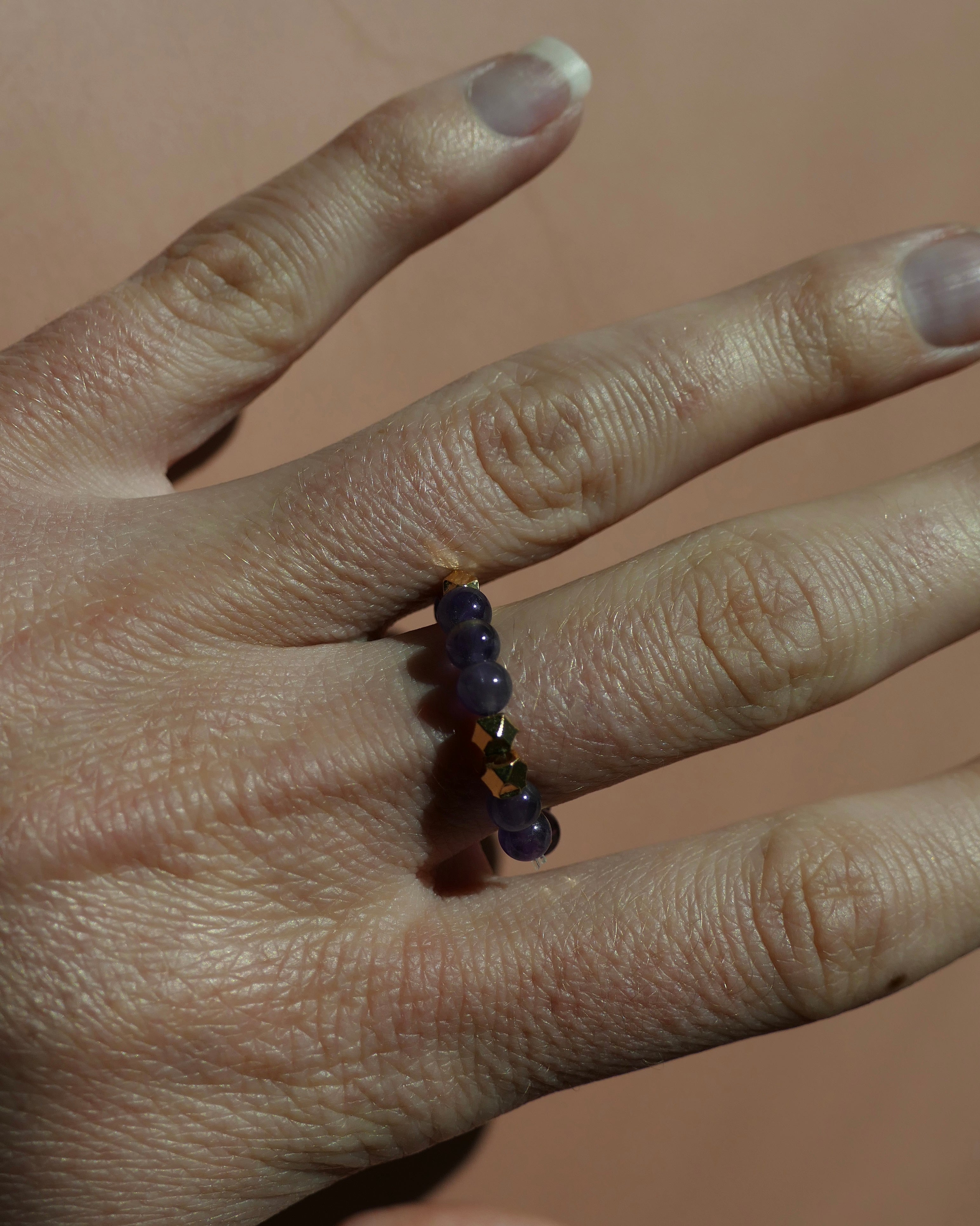 Amethyst Bead Ring | February Birthstone