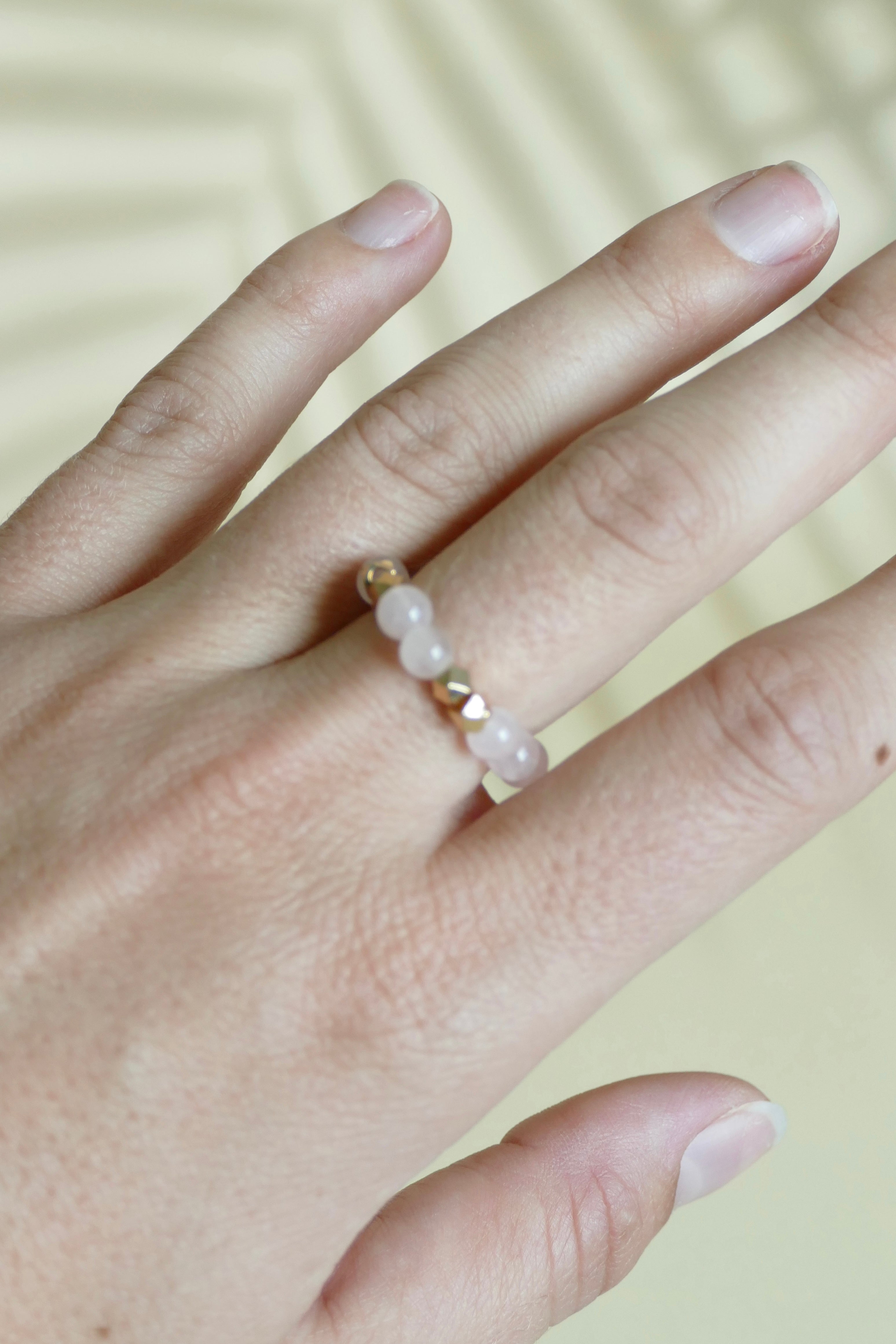 Rose Quartz Gemstone Bead Elastic Ring