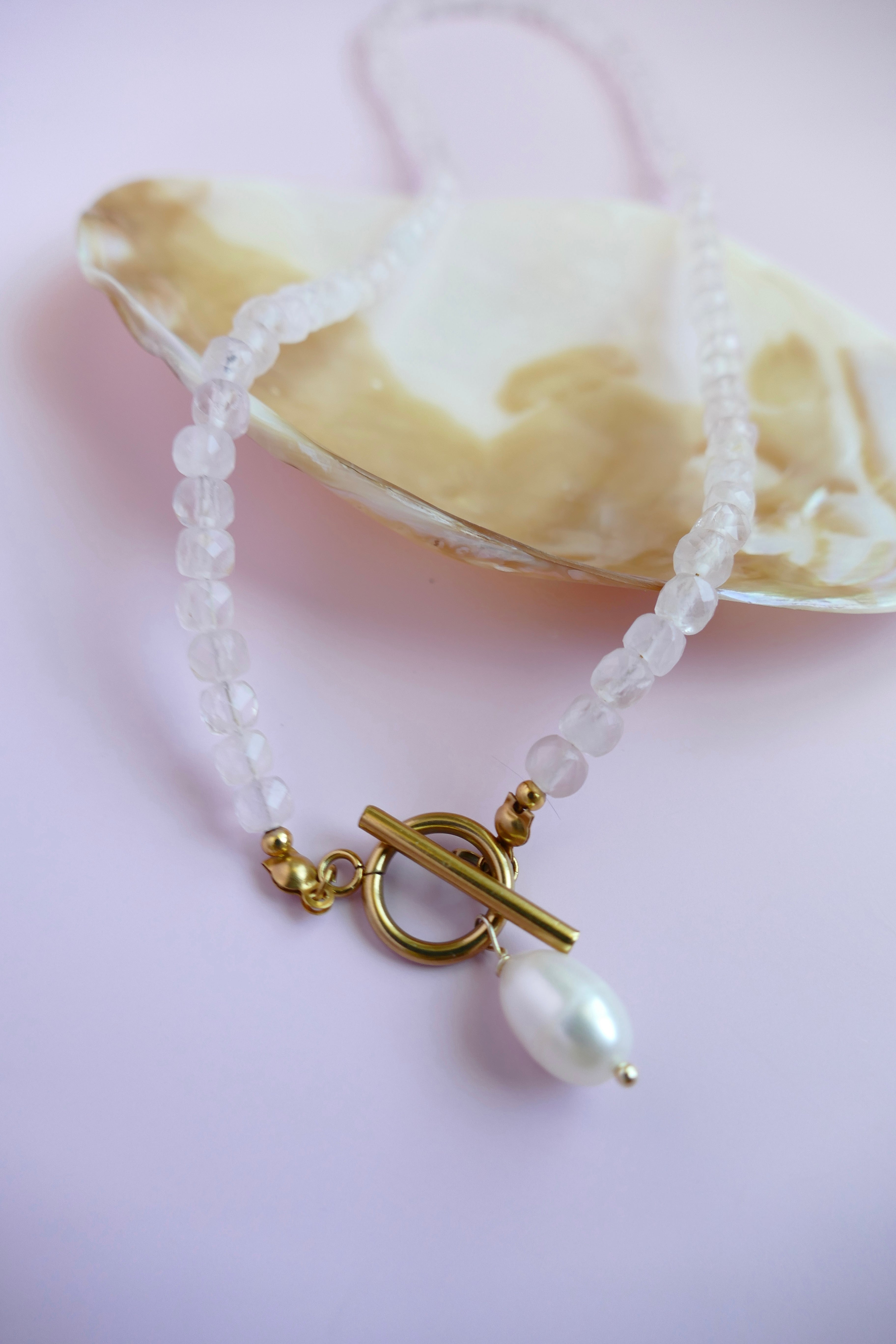 Seaside Serenity: The Pearl & Rose Quartz Coastal Gem