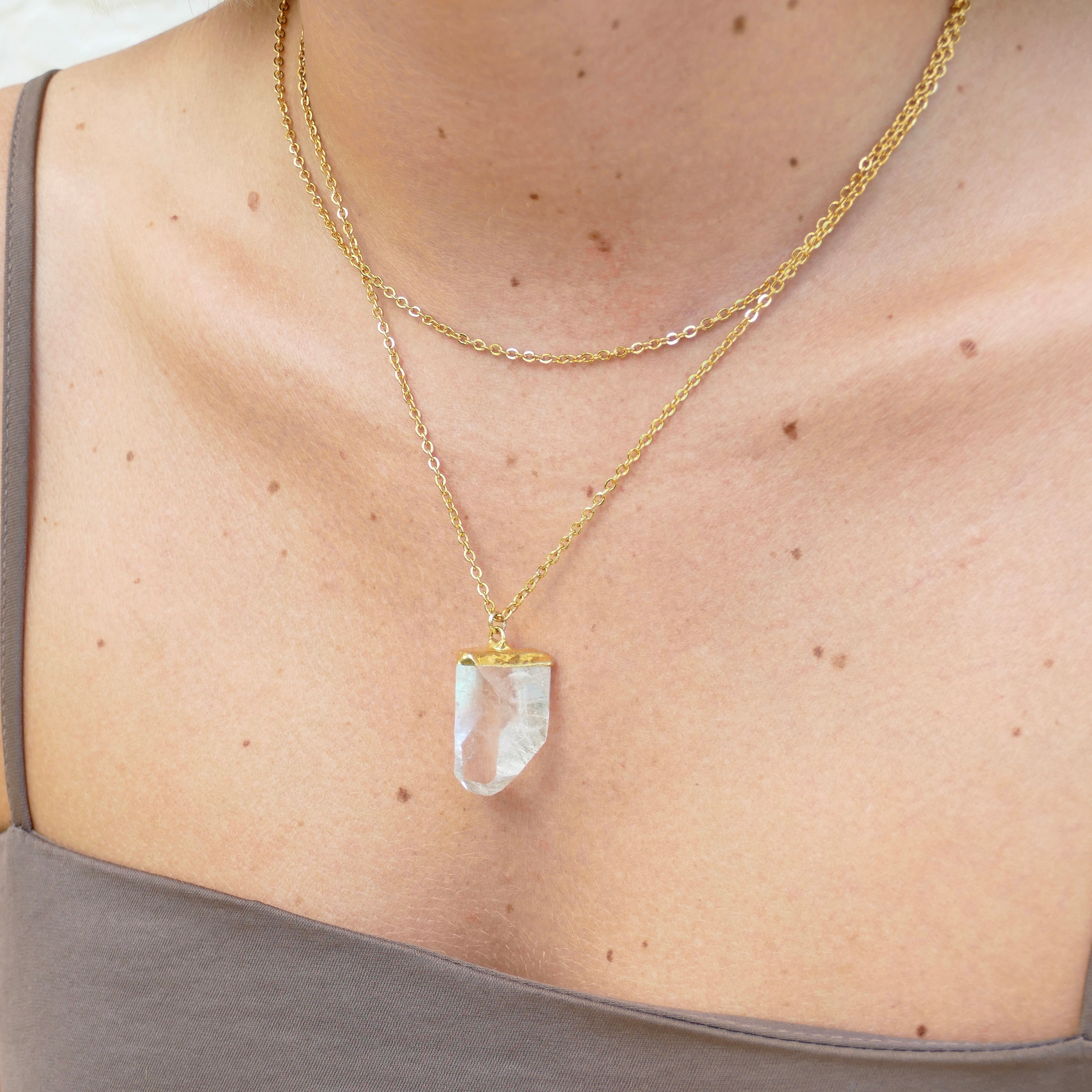 Clear Quartz Crystal Diffusing Necklace