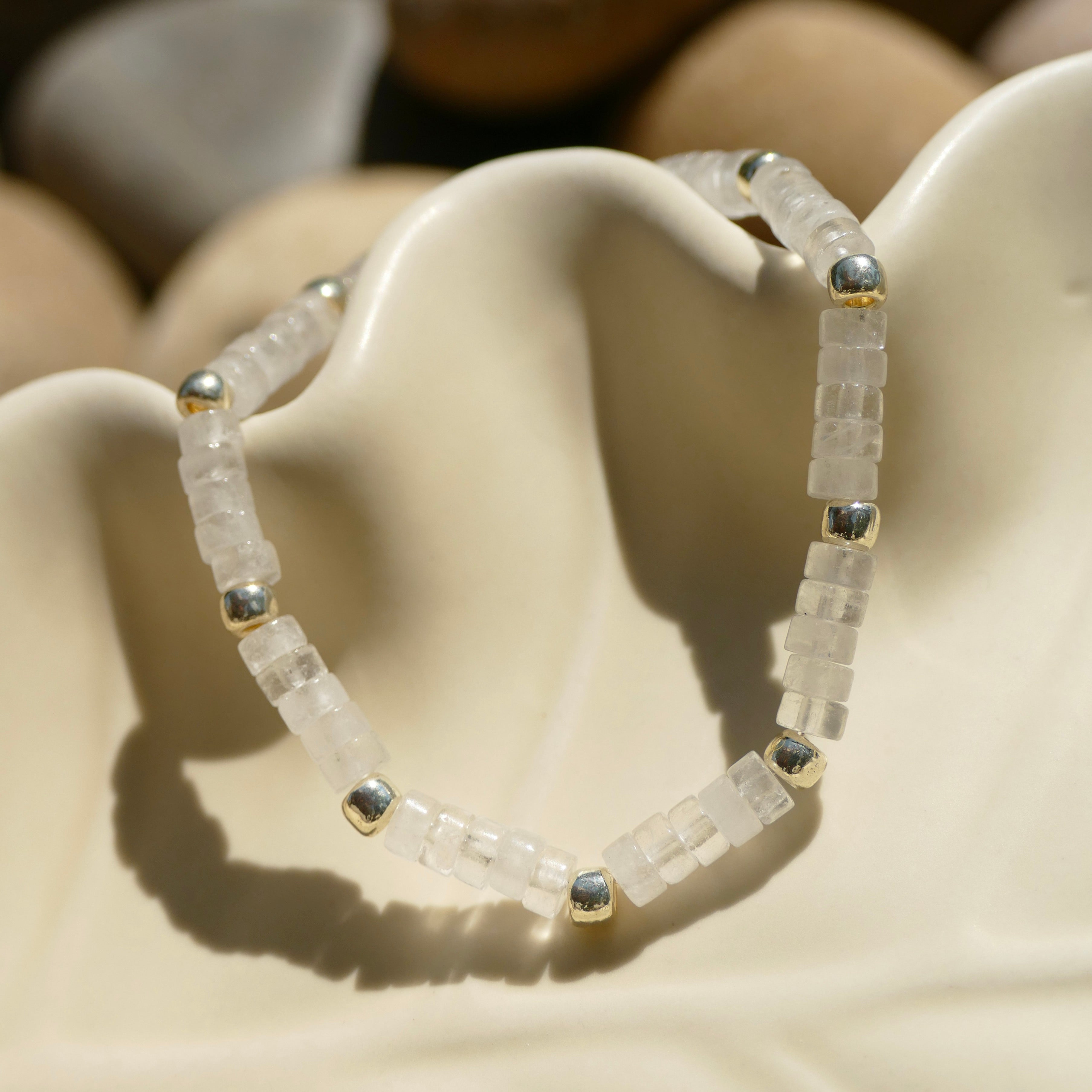 Clear quartz heishi bracelet