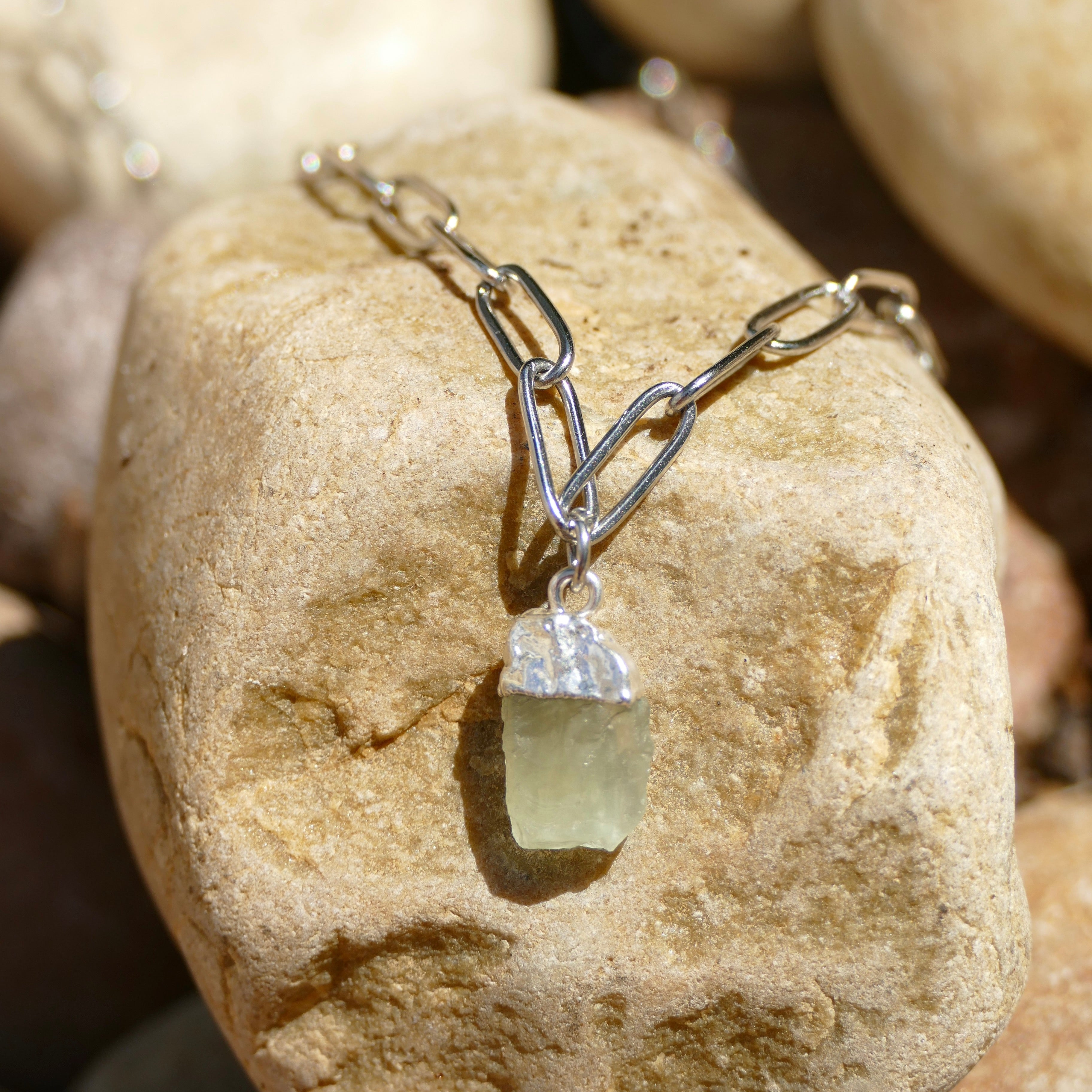 Clear Quartz Crystal Diffusing Paperclip Necklace