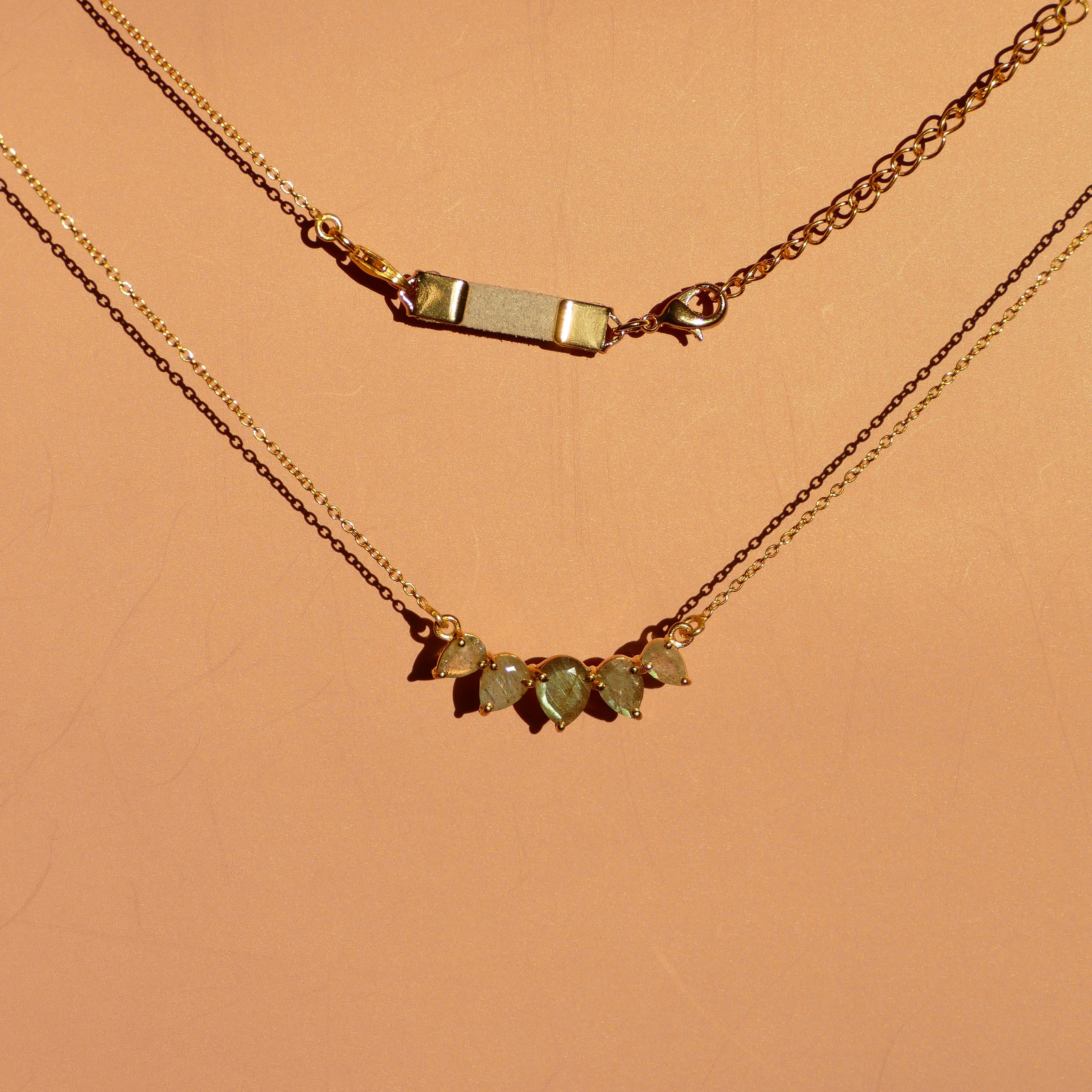 Pear Labradorite Diffusing Necklace in Gold or Silver