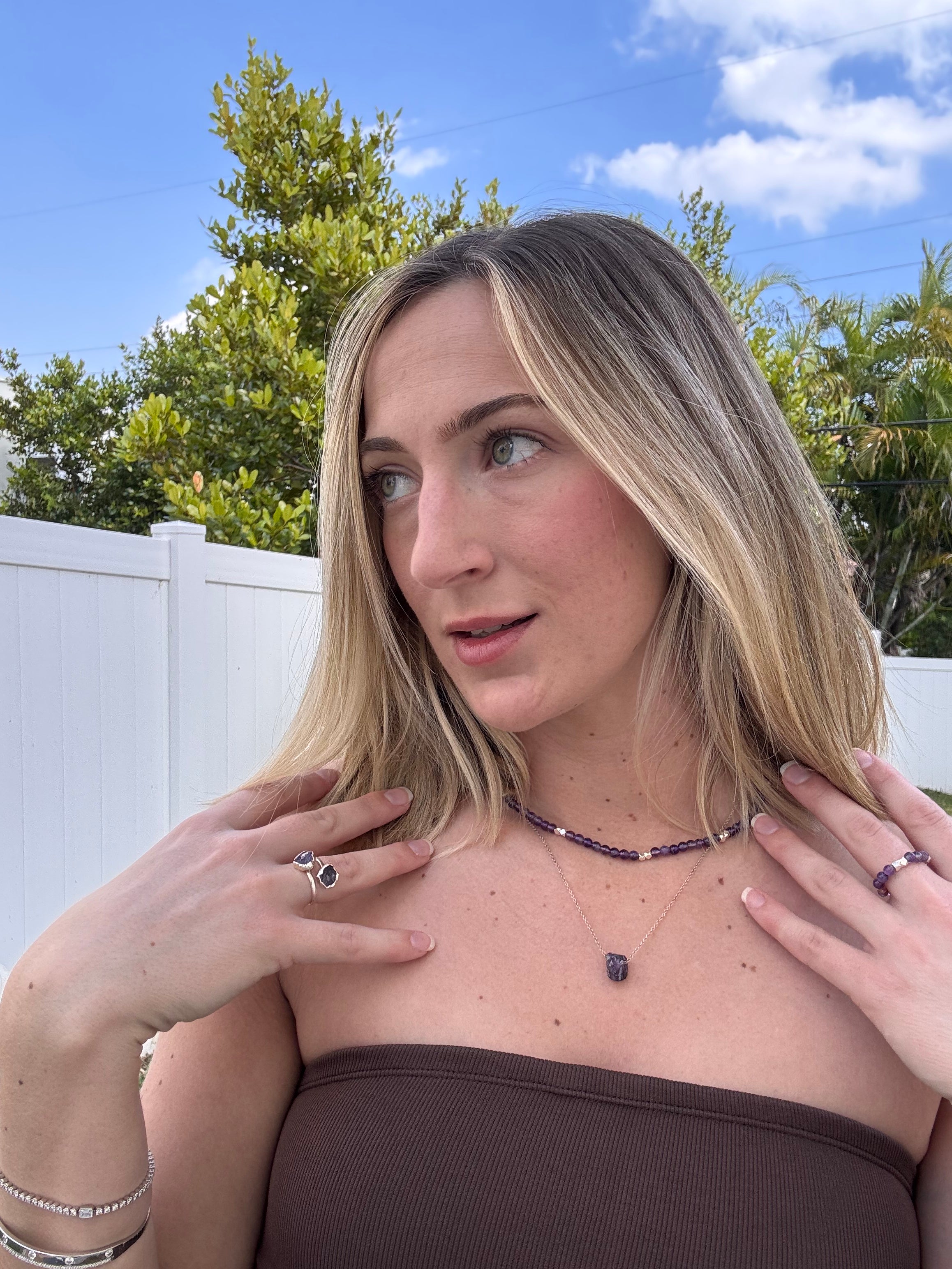 Amethyst Bead Ring | February Birthstone