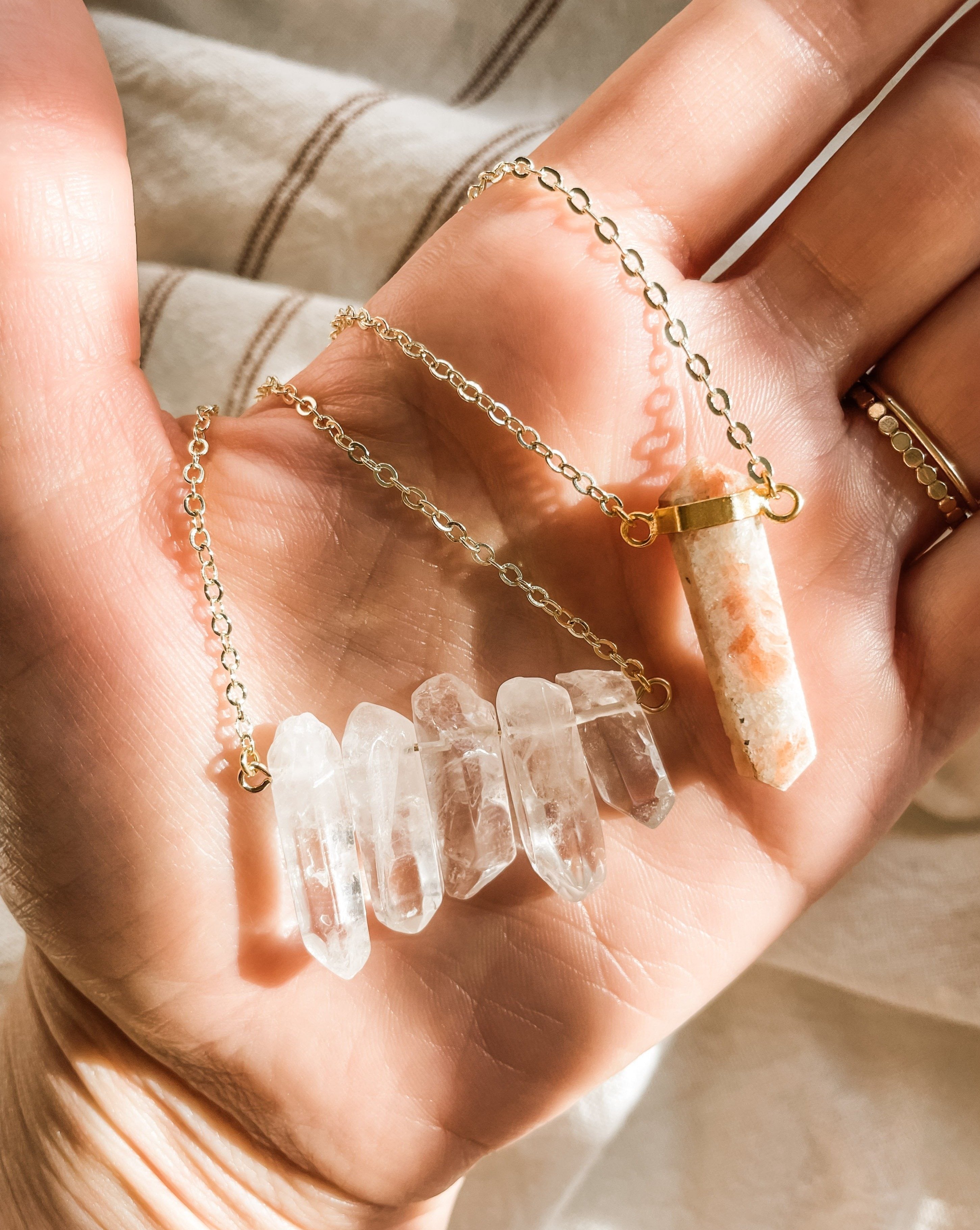 Clear Quartz Points Diffuser Necklace - Put on Love Designs