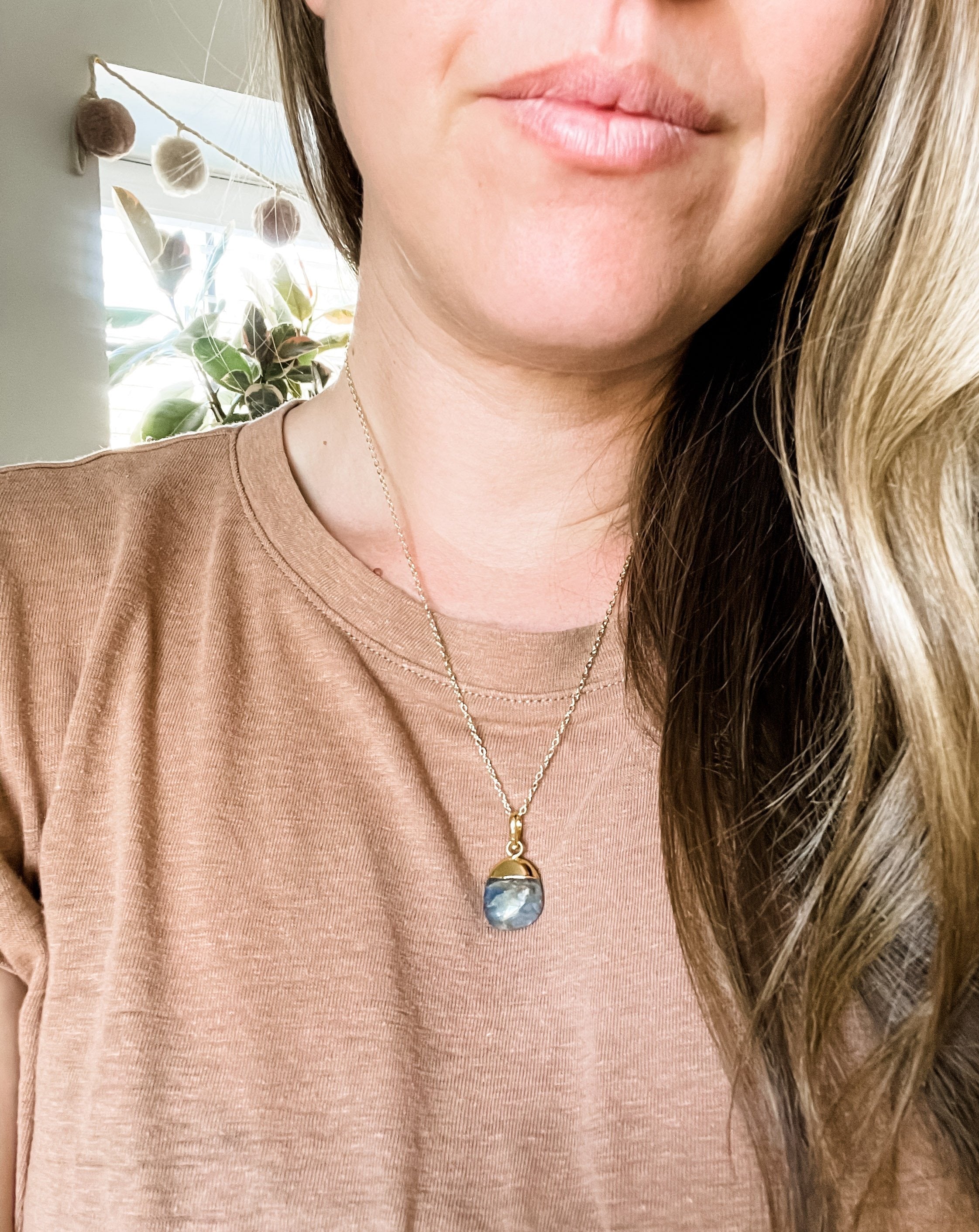 Polished Sapphire Blue Diffusing Necklace - Put on Love Designs