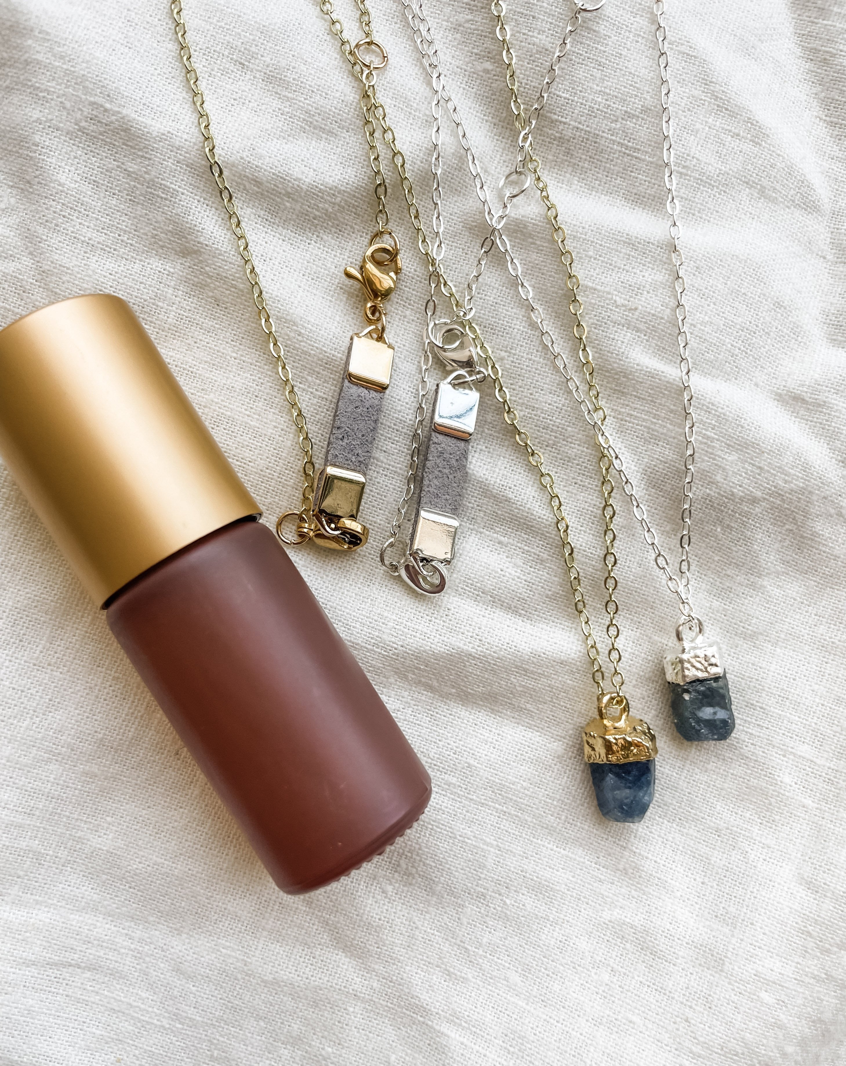 Raw Sapphire Blue Stone Necklace | Essential Oil Diffuser Necklace Natural Sapphire Crystal - Put on Love Designs