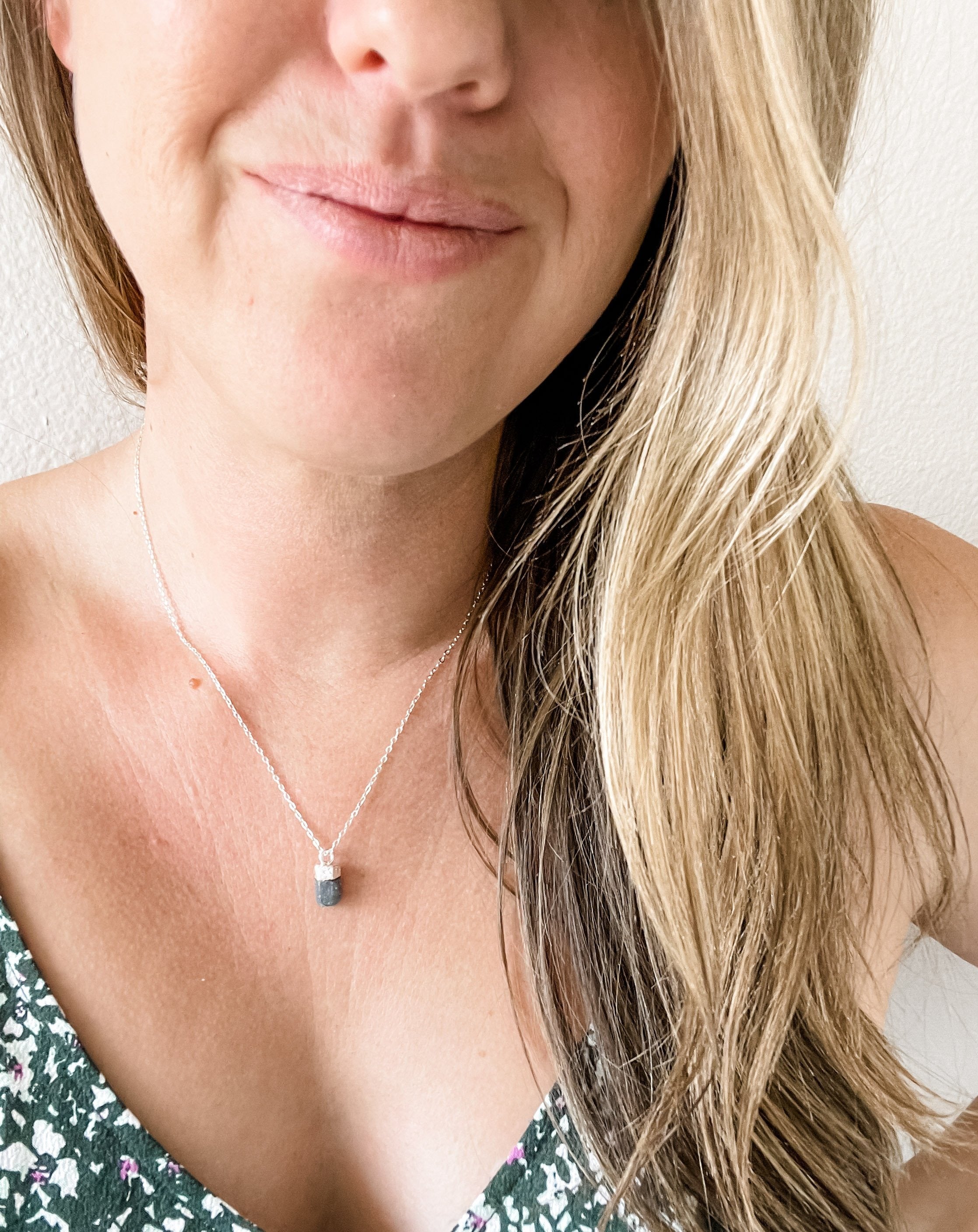 Raw Sapphire Blue Stone Necklace | Essential Oil Diffuser Necklace Natural Sapphire Crystal - Put on Love Designs