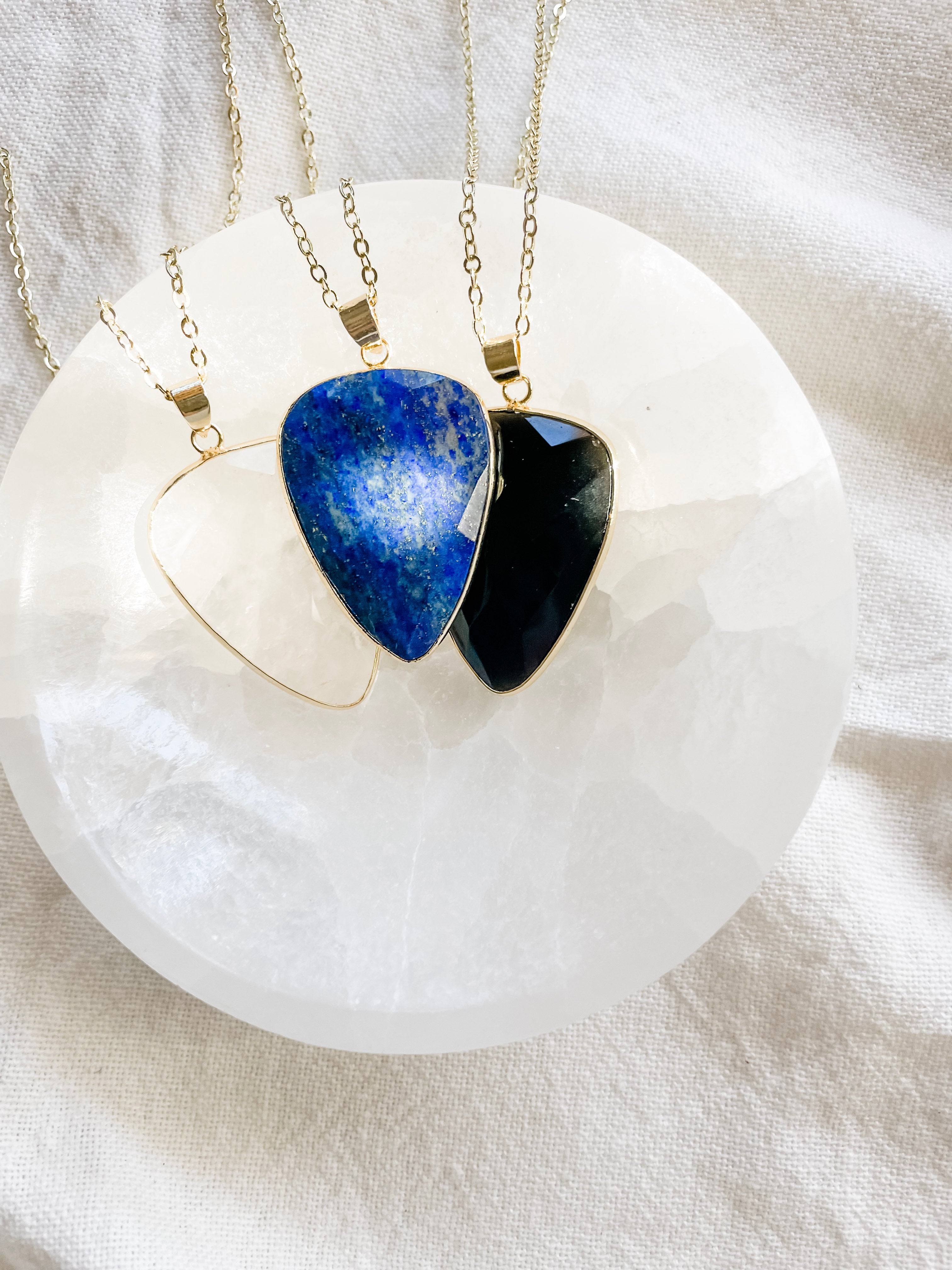 Faceted Long Gemstone Diffuser Necklaces - Put on Love Designs