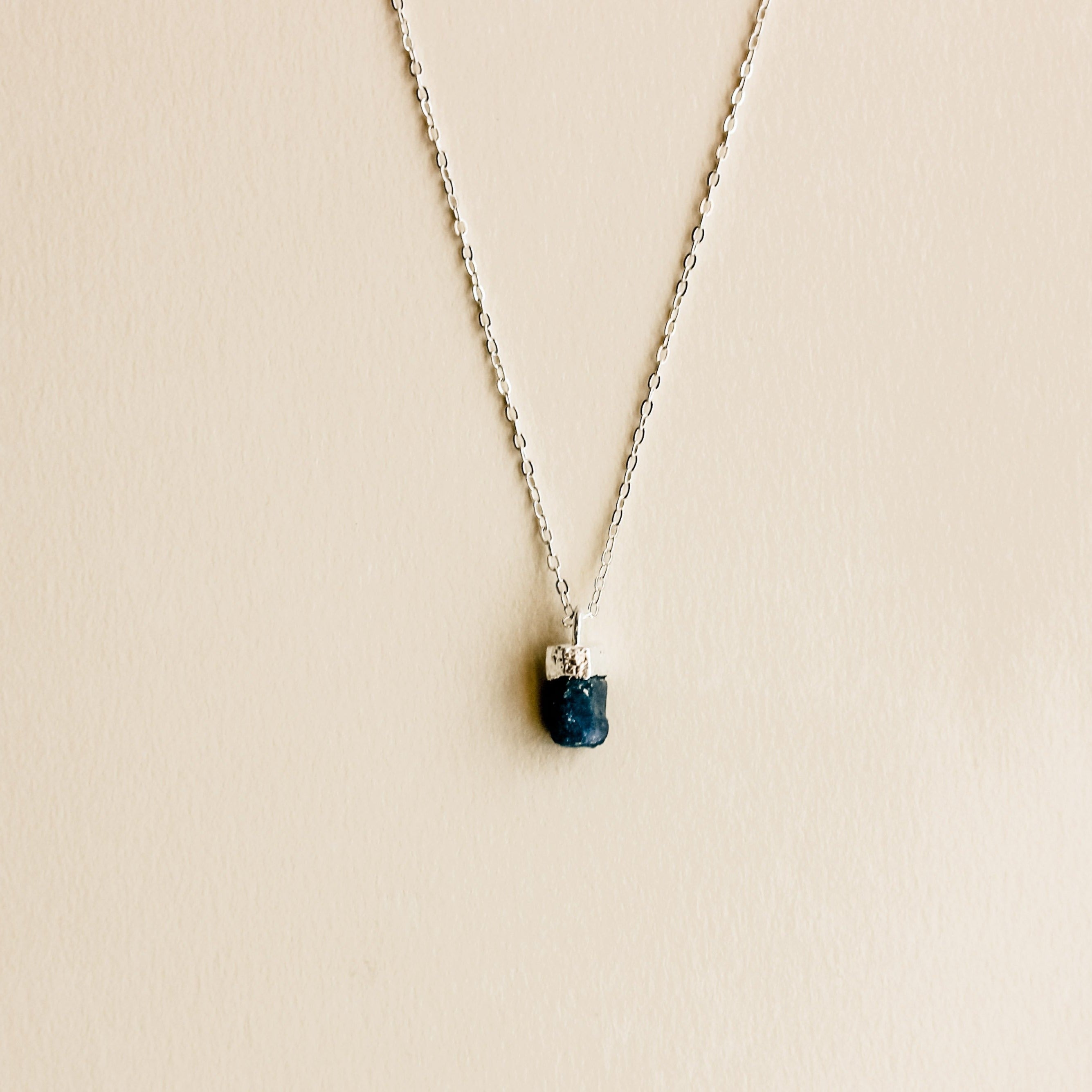 Raw Sapphire Blue Stone Necklace | Essential Oil Diffuser Necklace Natural Sapphire Crystal - Put on Love Designs