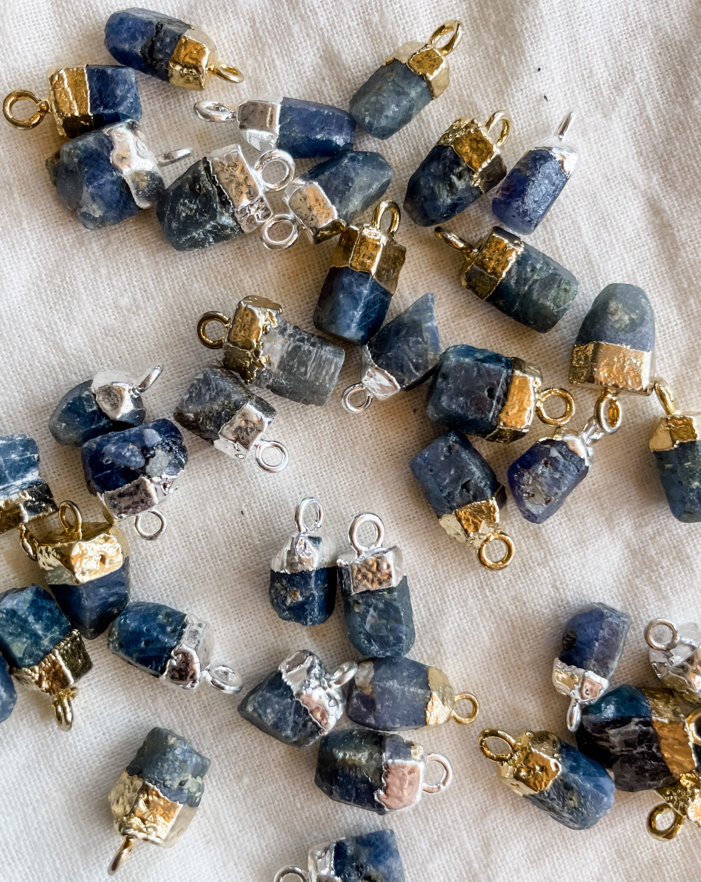 Raw Sapphire Blue Stone Necklace | Essential Oil Diffuser Necklace Natural Sapphire Crystal - Put on Love Designs