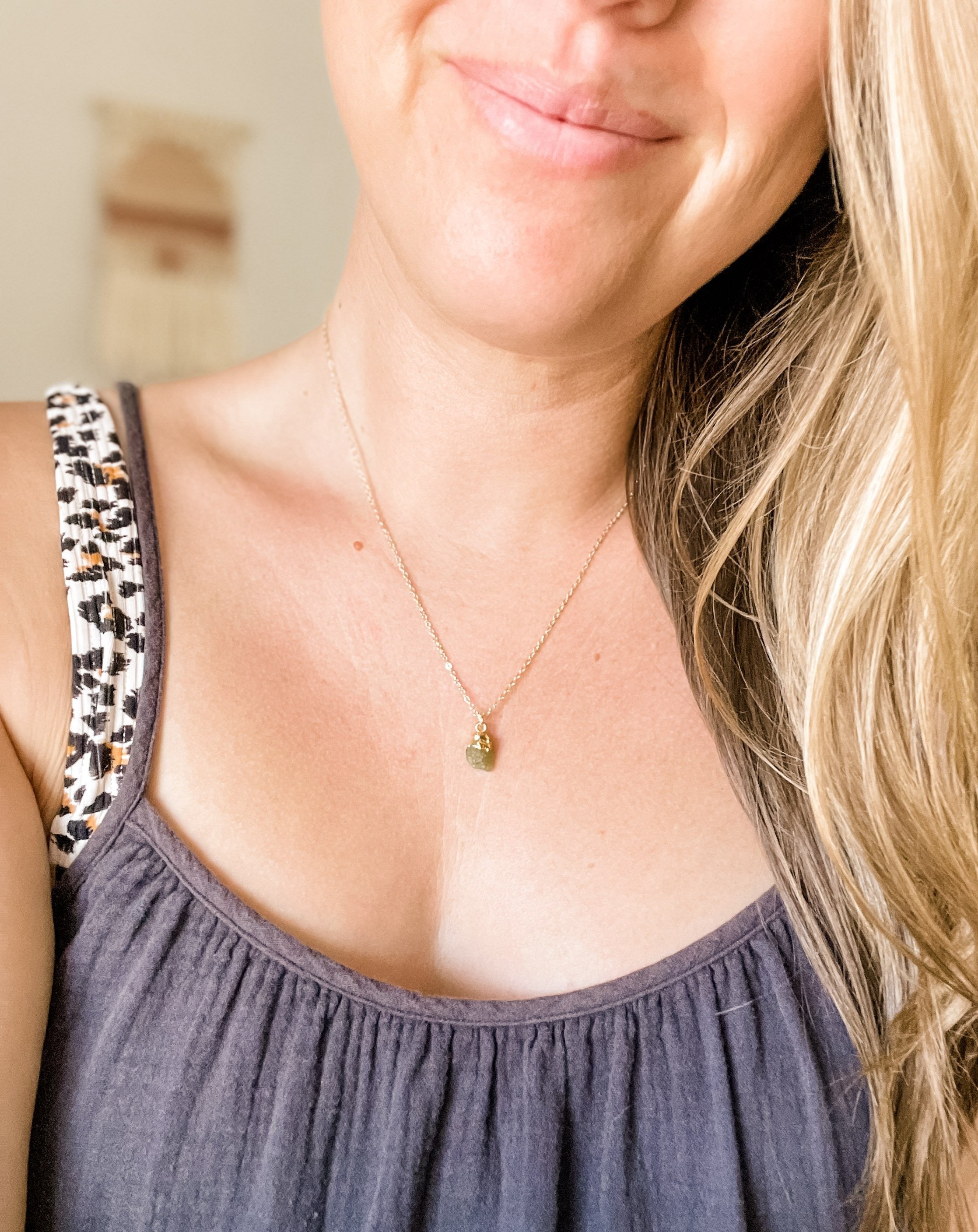 Raw Peridot Crystal Necklace - Put on Love Designs