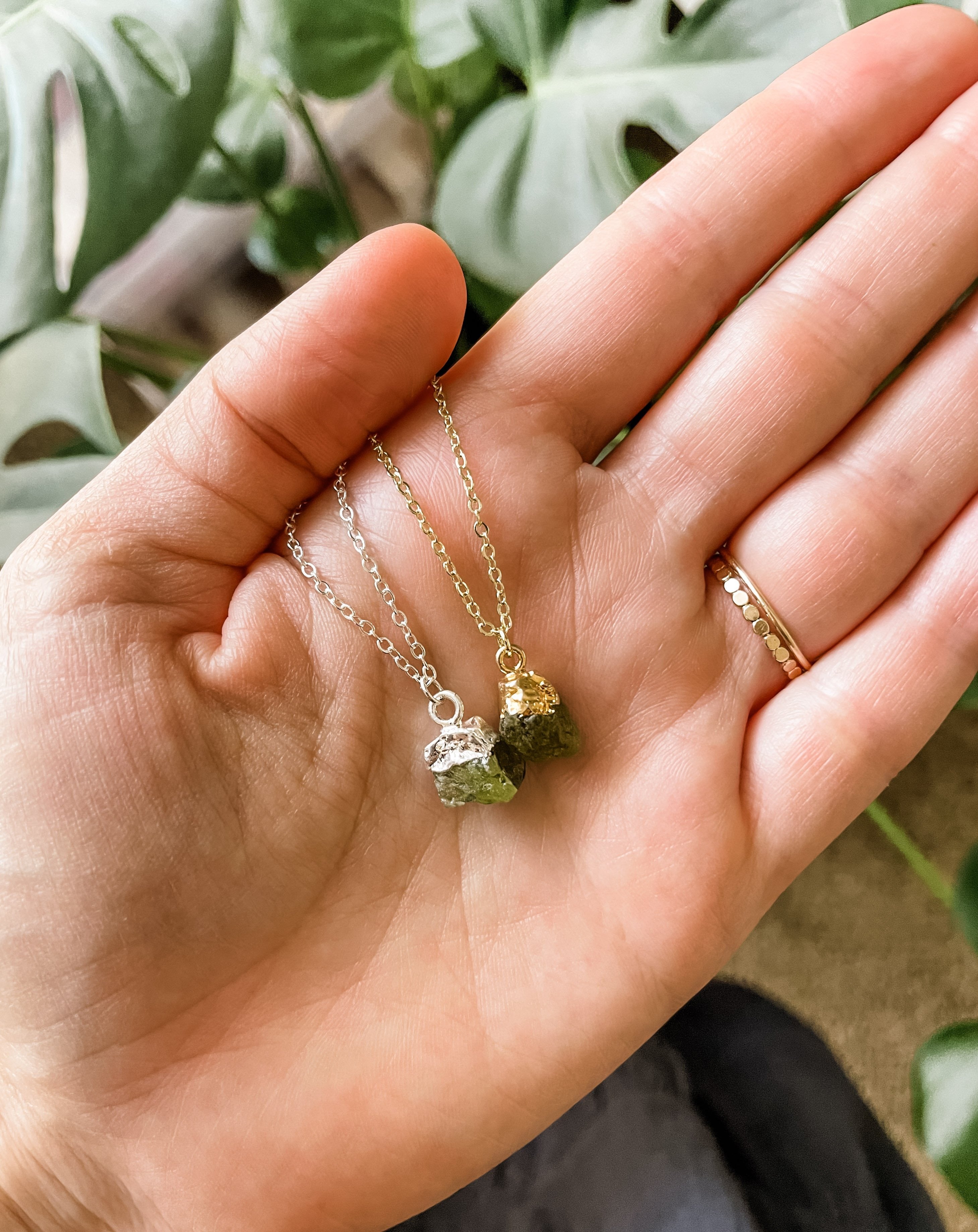 Raw Peridot Crystal Necklace - Put on Love Designs