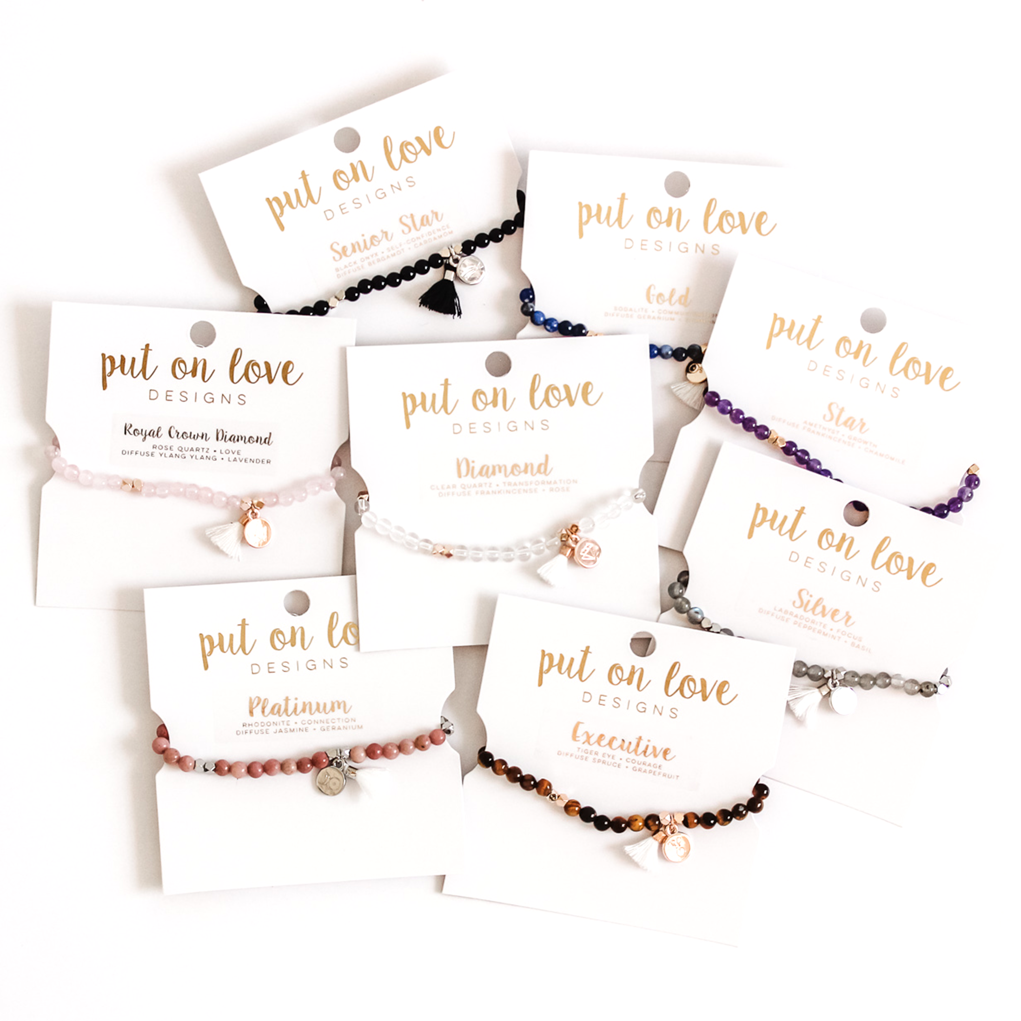 Natural Gemstone Diffusing Rank Bracelets - Put on Love Designs
