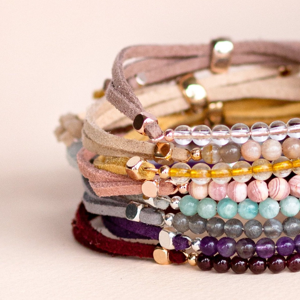 Crystal Bead Diffusing Bracelet Set of 8 - Put on Love Designs
