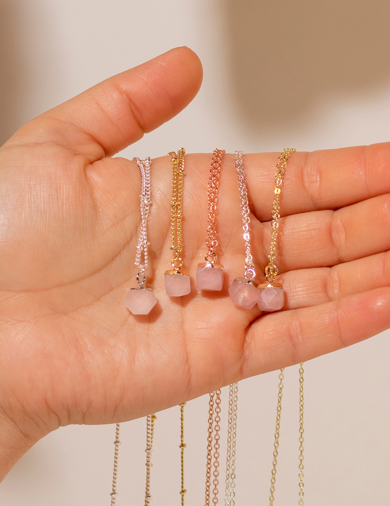 Rose Quartz Diffusing Necklace - Put on Love Designs