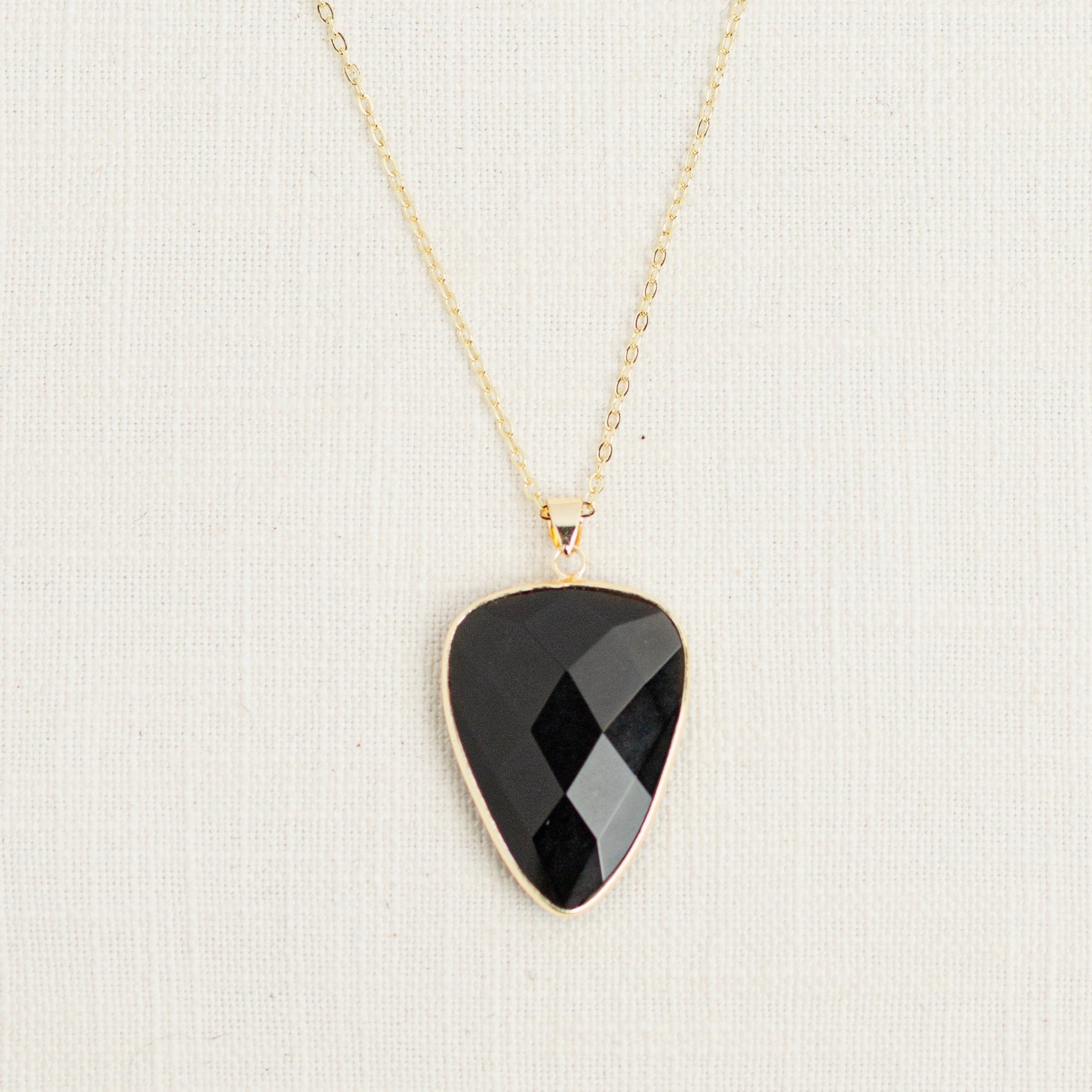 Black Agate Faceted Long Gemstone Diffuser Necklace - Put on Love Designs
