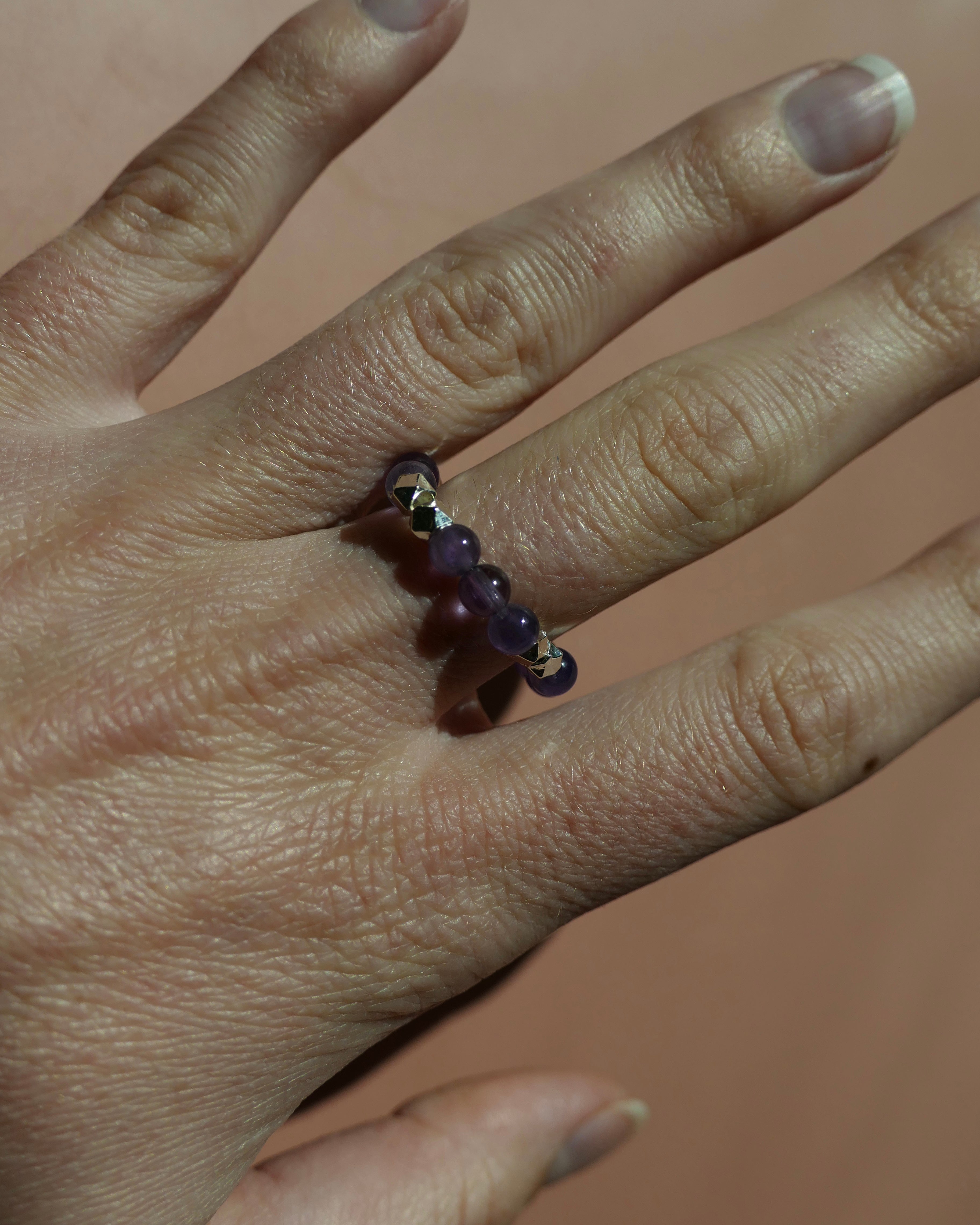 Amethyst Bead Ring | February Birthstone