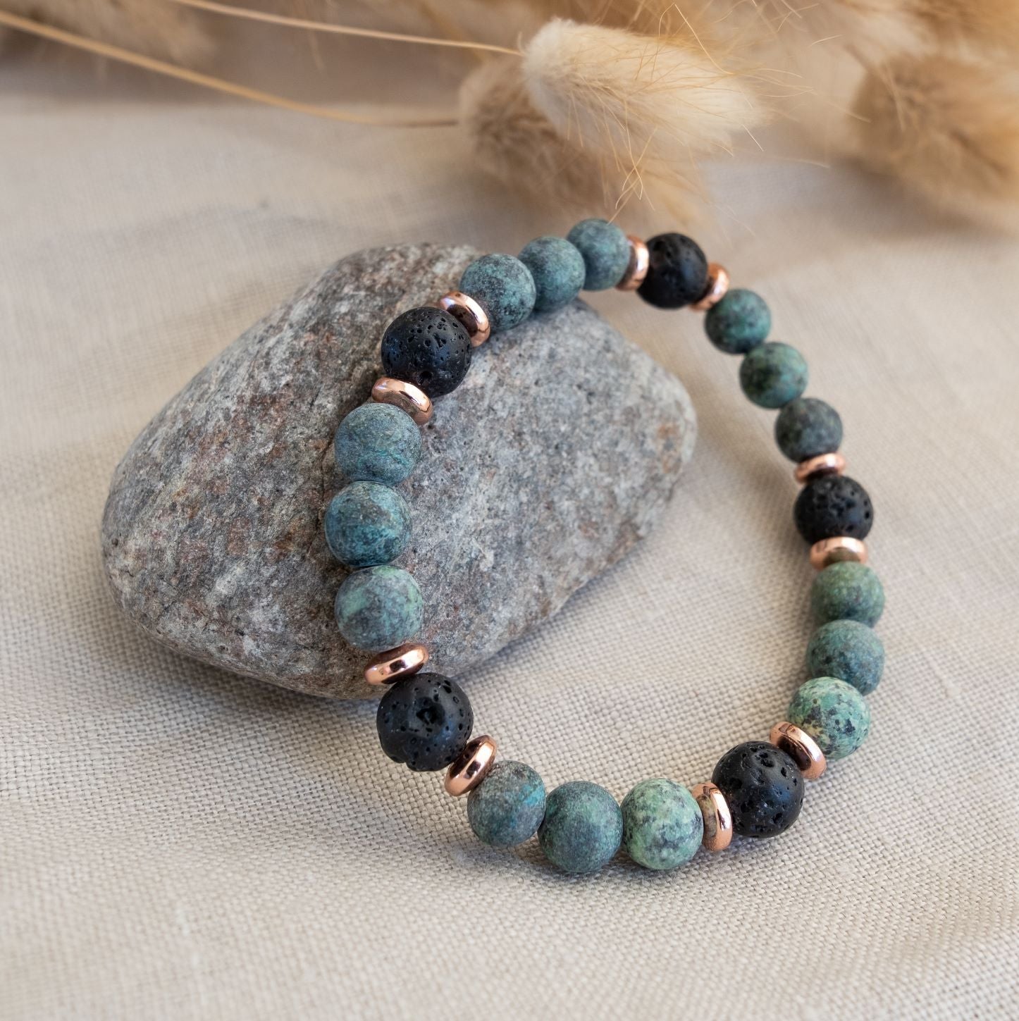 African Turquoise and lava stone diffusing bracelet - Put on Love Designs