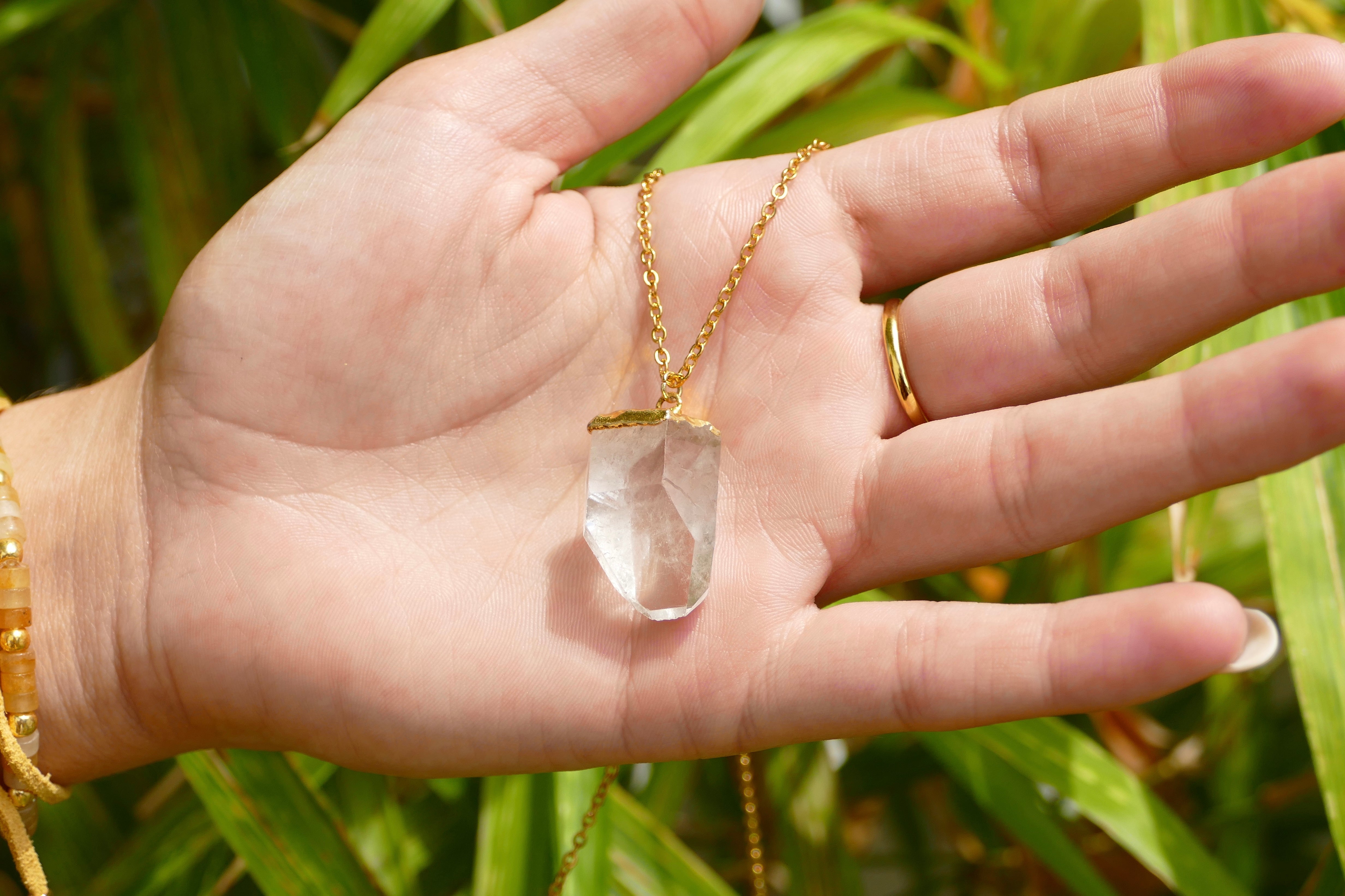 Large clear quartz necklace