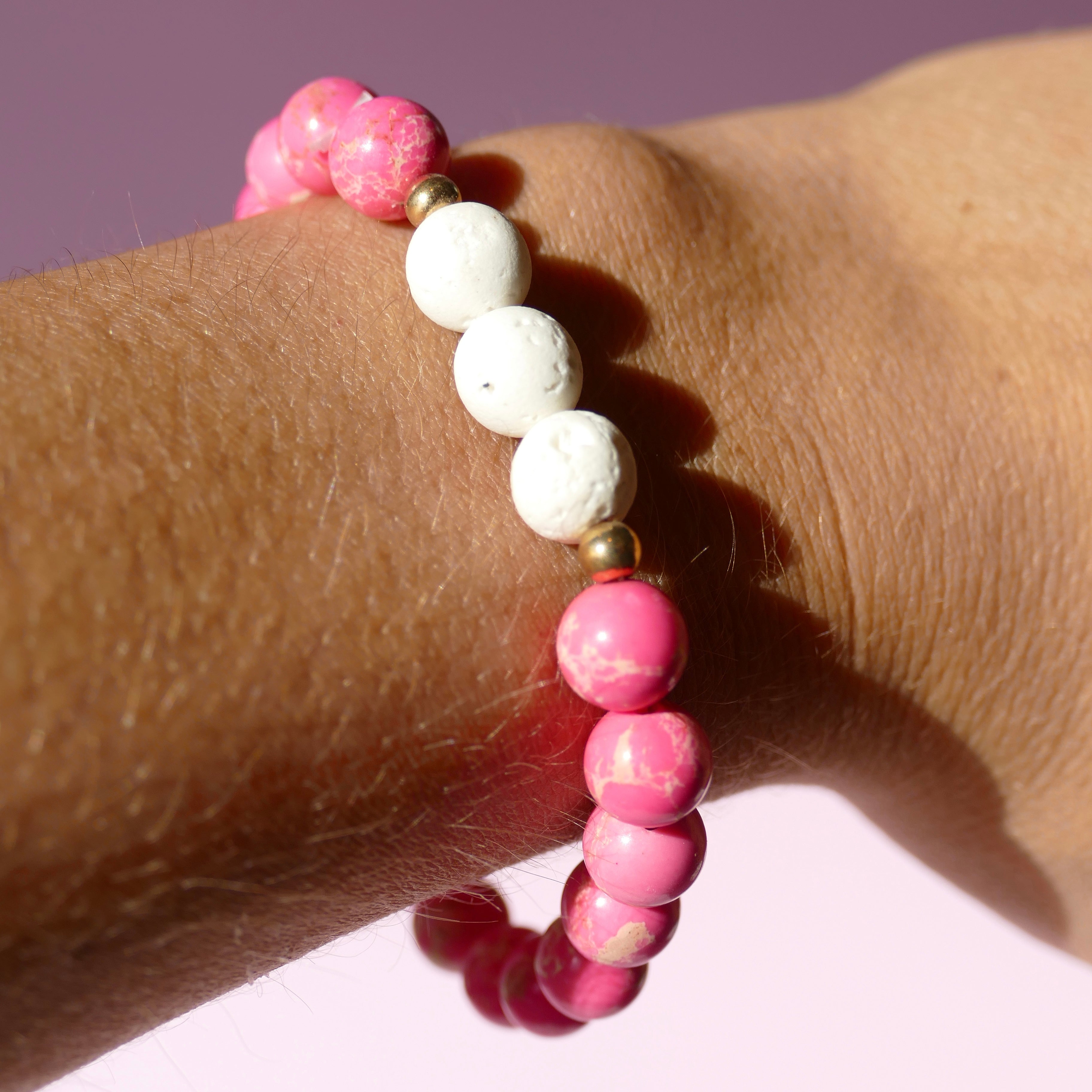 Pink opal and lave stone diffusing bracelet - Put on Love Designs