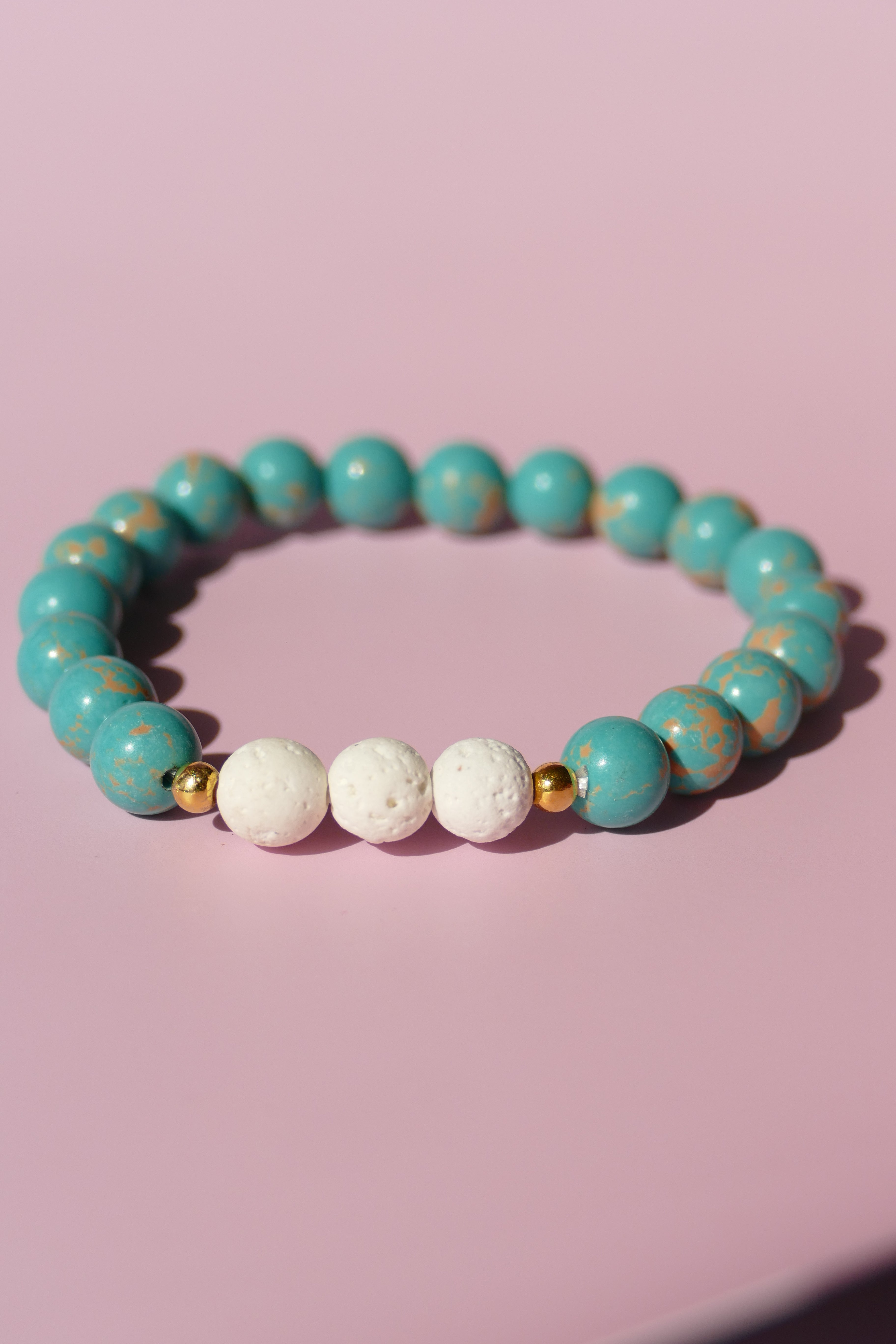 Green Amazonite and white lava diffusing bracelet - Put on Love Designs