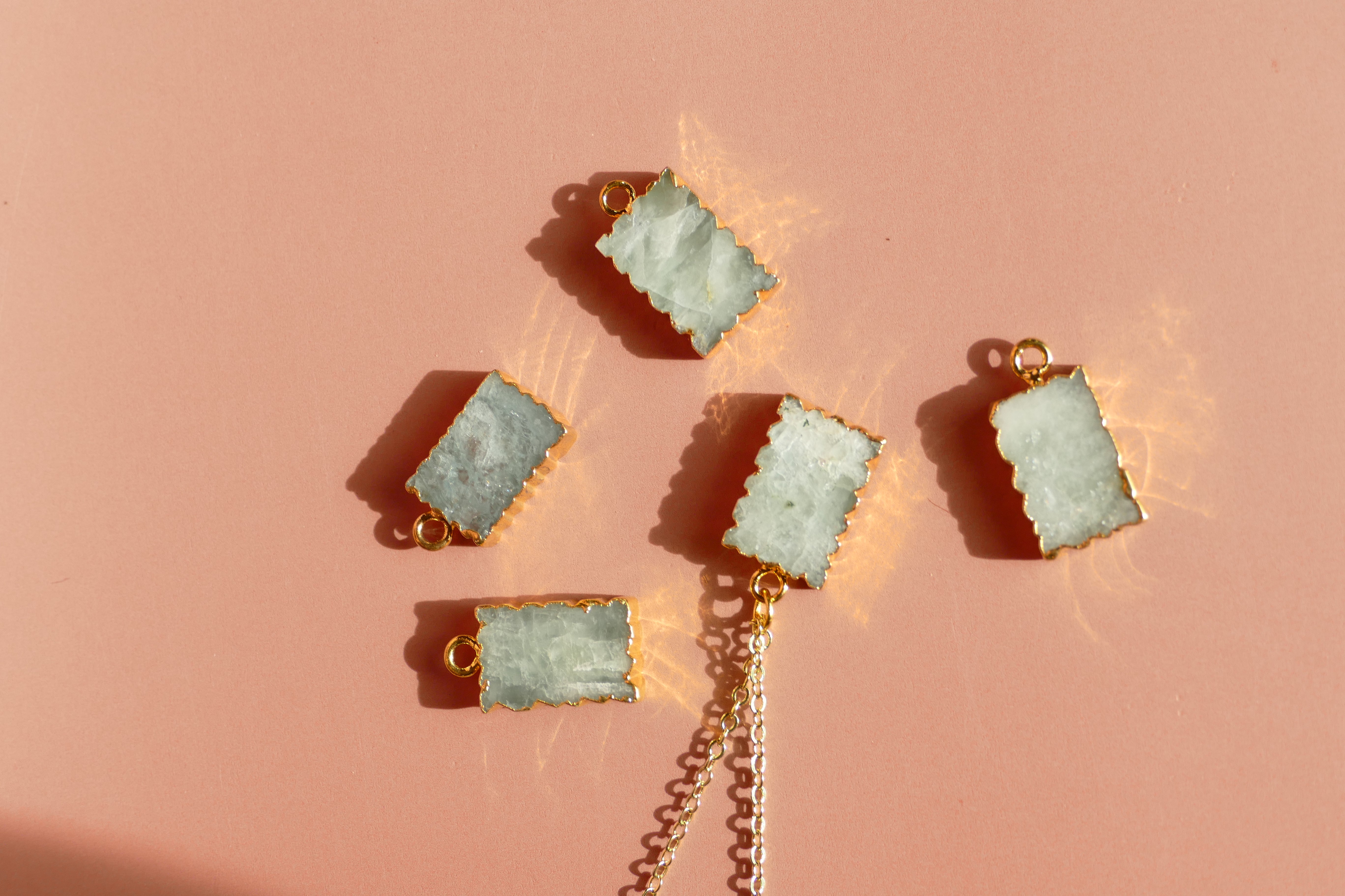 Crystal Charm Aquamarine Diffusing Necklace - Put on Love Designs