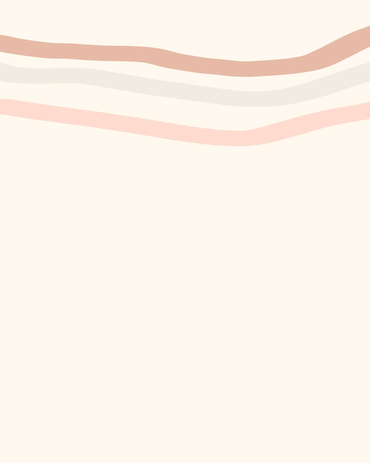 A minimalist cream-colored background with three wavy horizontal stripes near the top in dusty rose, light gray, and soft pink.