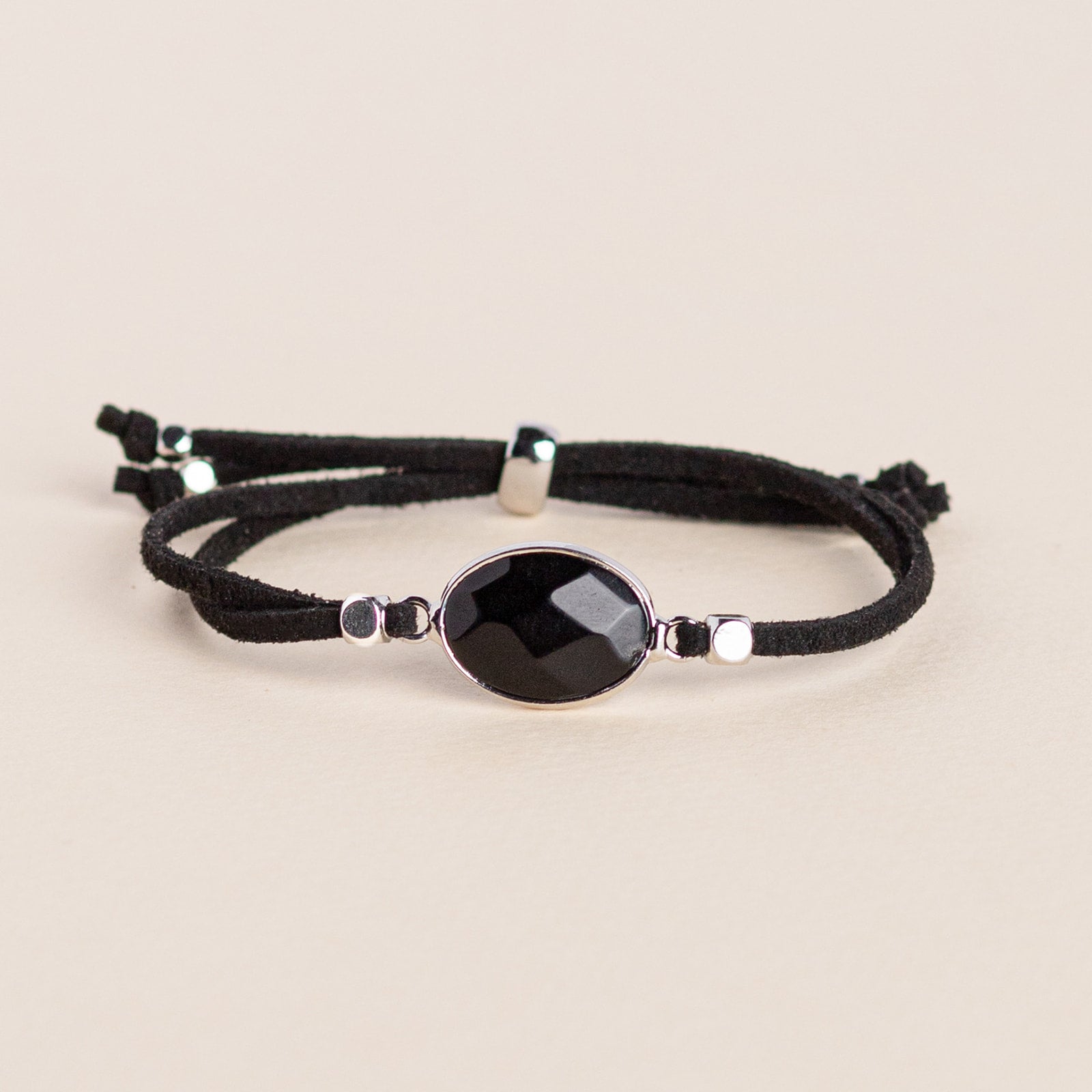 Black Onyx Crystal Slider Bracelet - Put on Love Designs