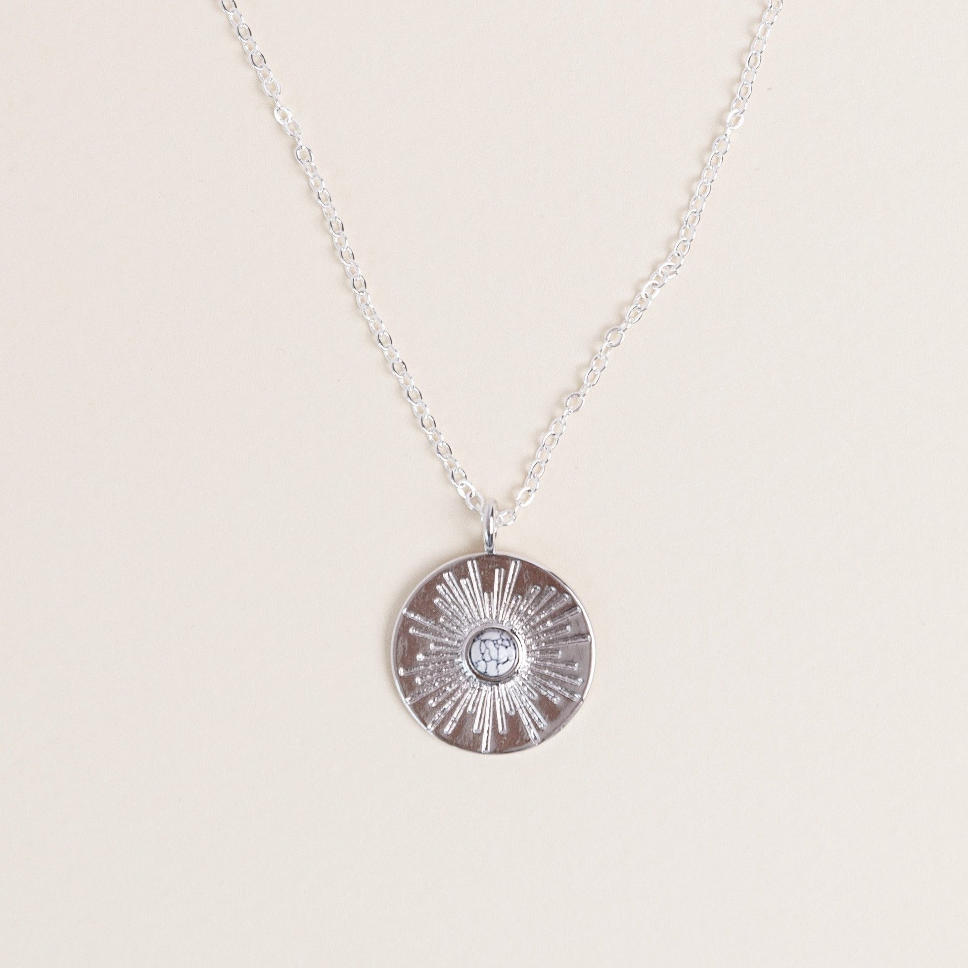 Howlite Turquoise Round Medallion Diffusing Necklace - Put on Love Designs
