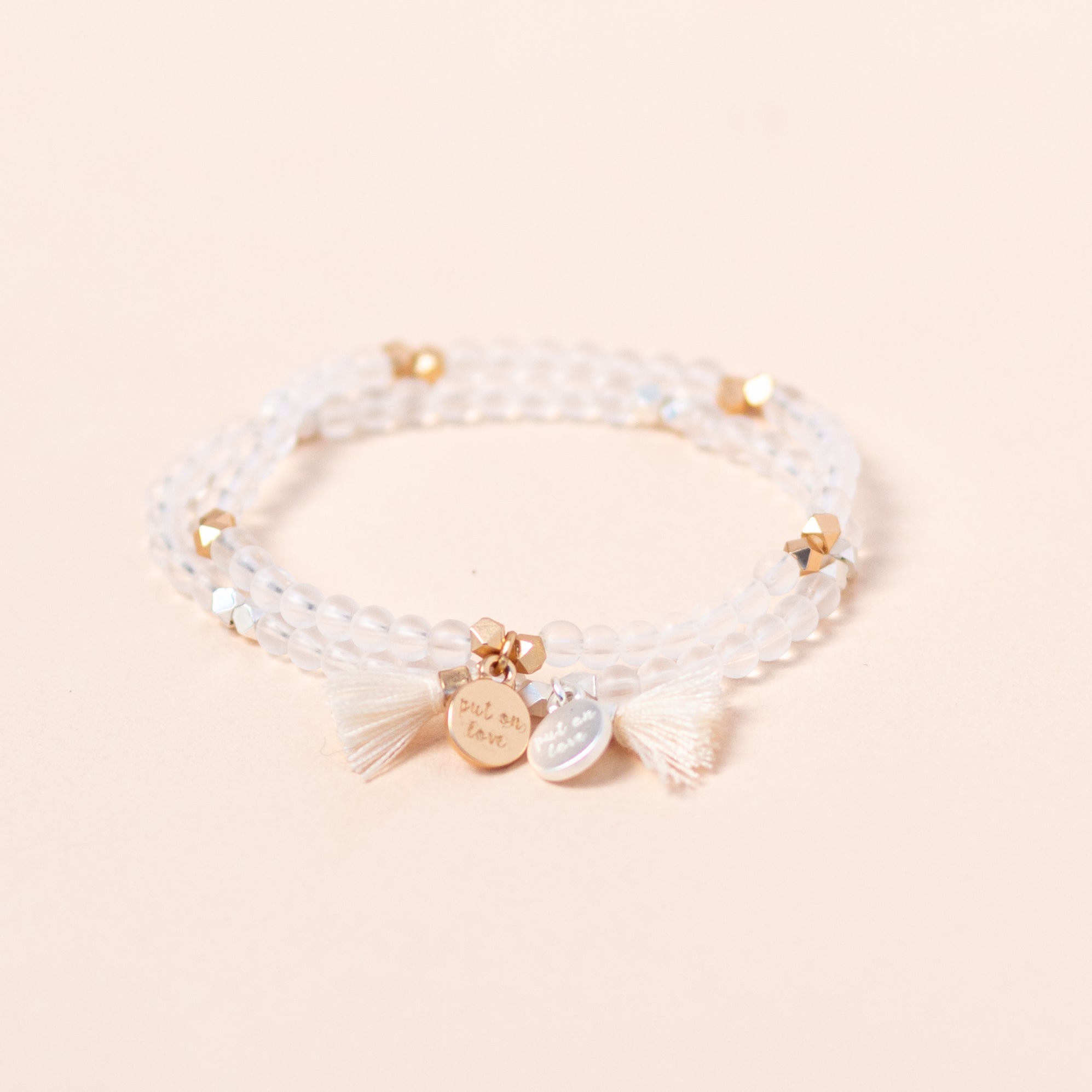 Matte Clear Quartz Bead Diffusing Bracelet - Put on Love Designs