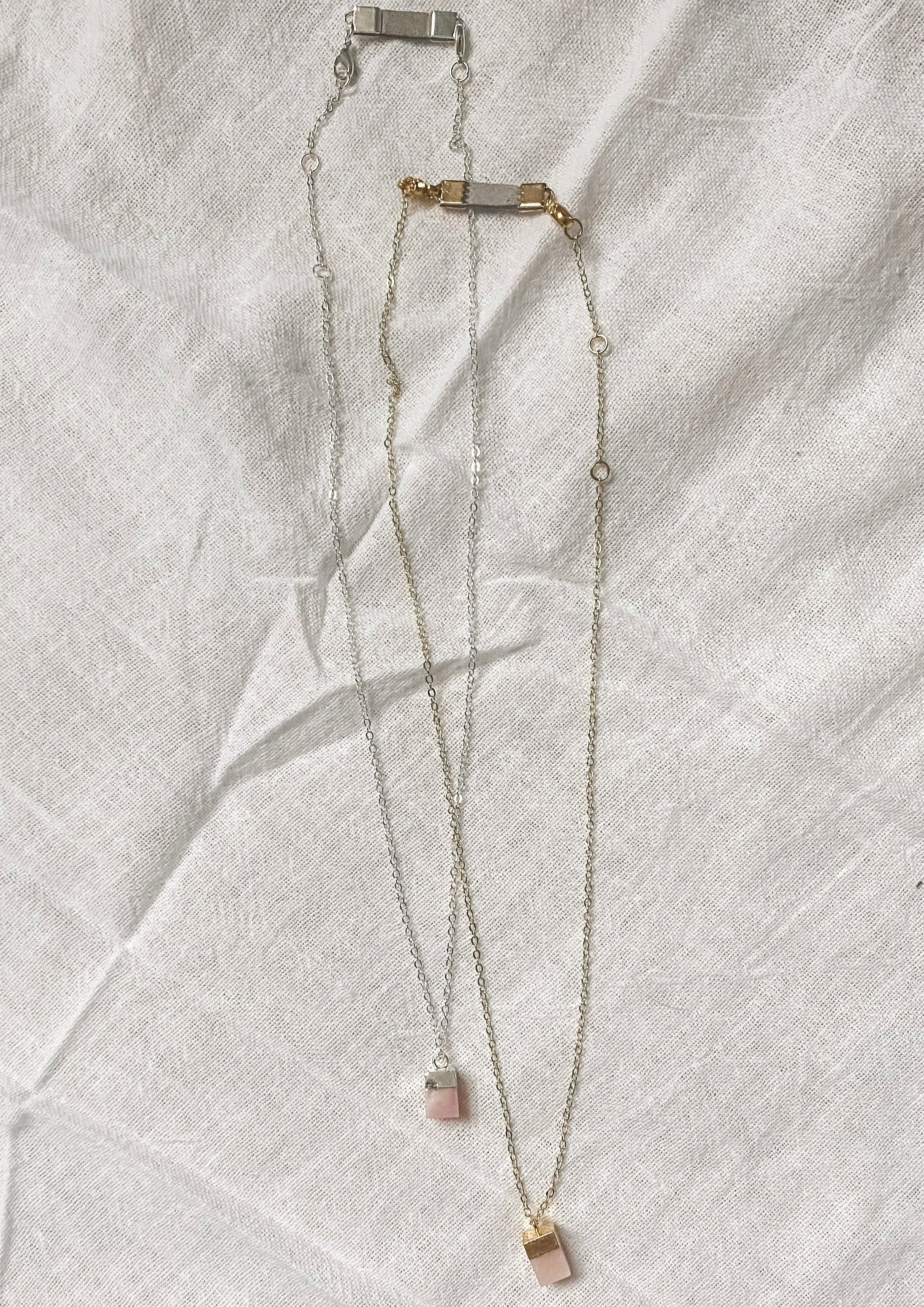Pink Opal Chunk Diffuser Necklace - Put on Love Designs