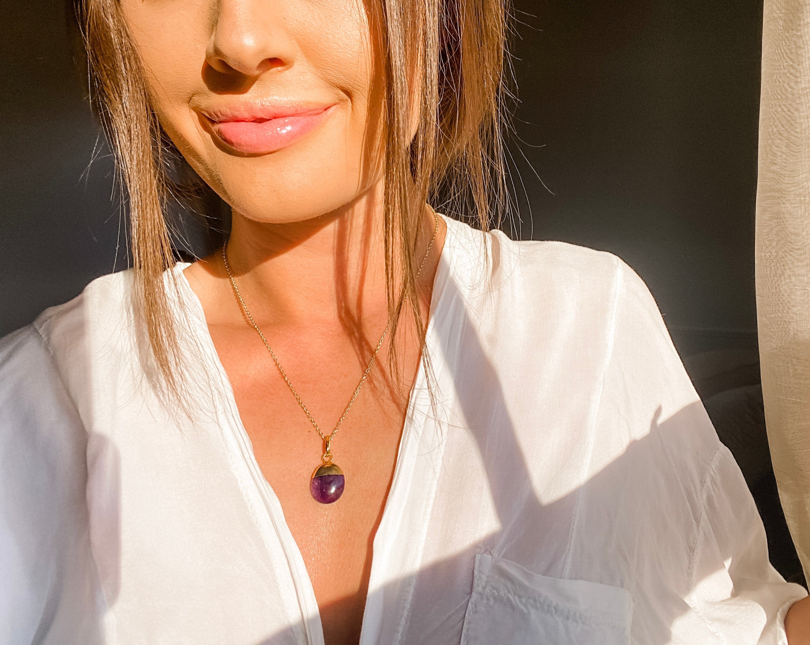 Polished Amethyst Diffusing Necklace - Put on Love Designs