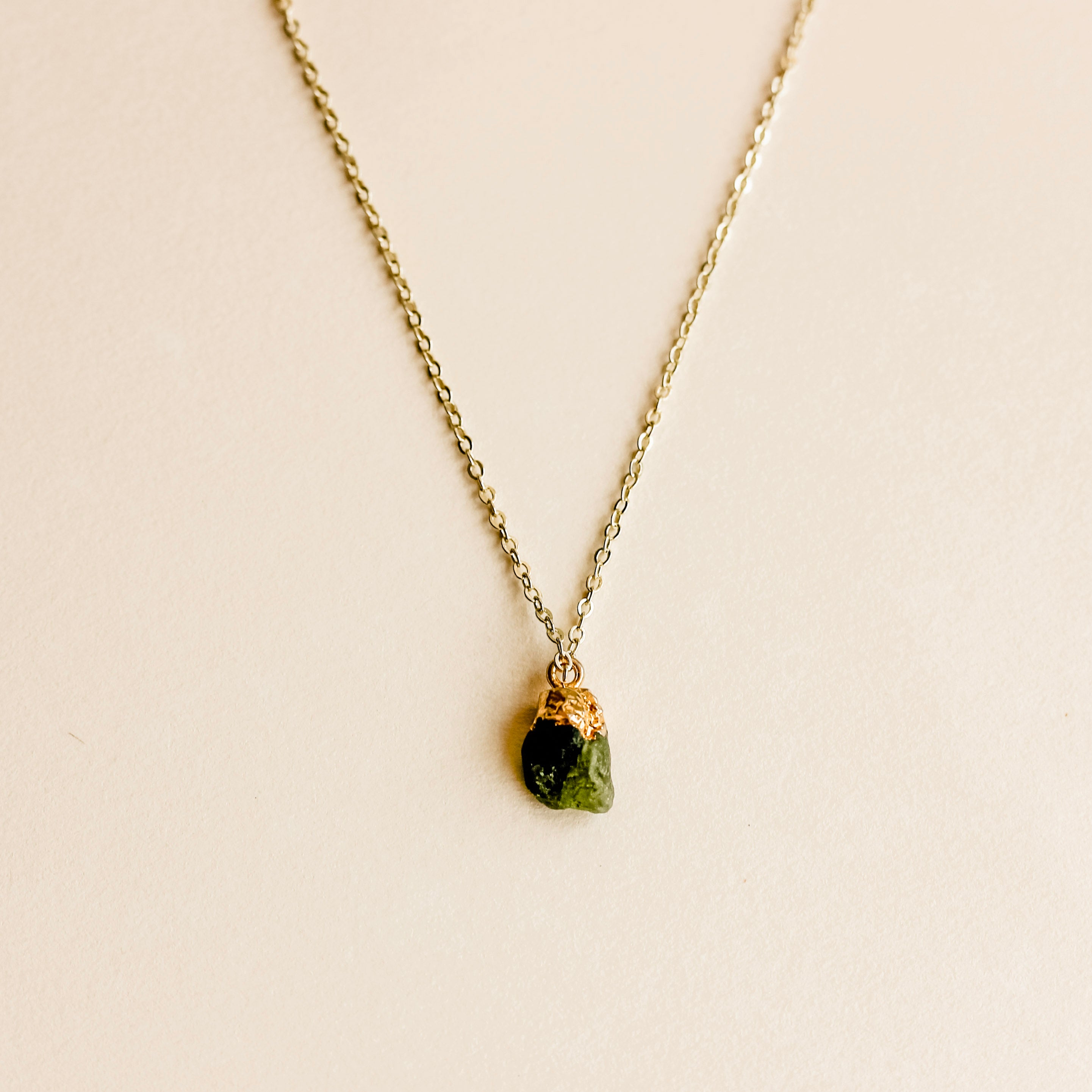 Raw Peridot Crystal Necklace - Put on Love Designs