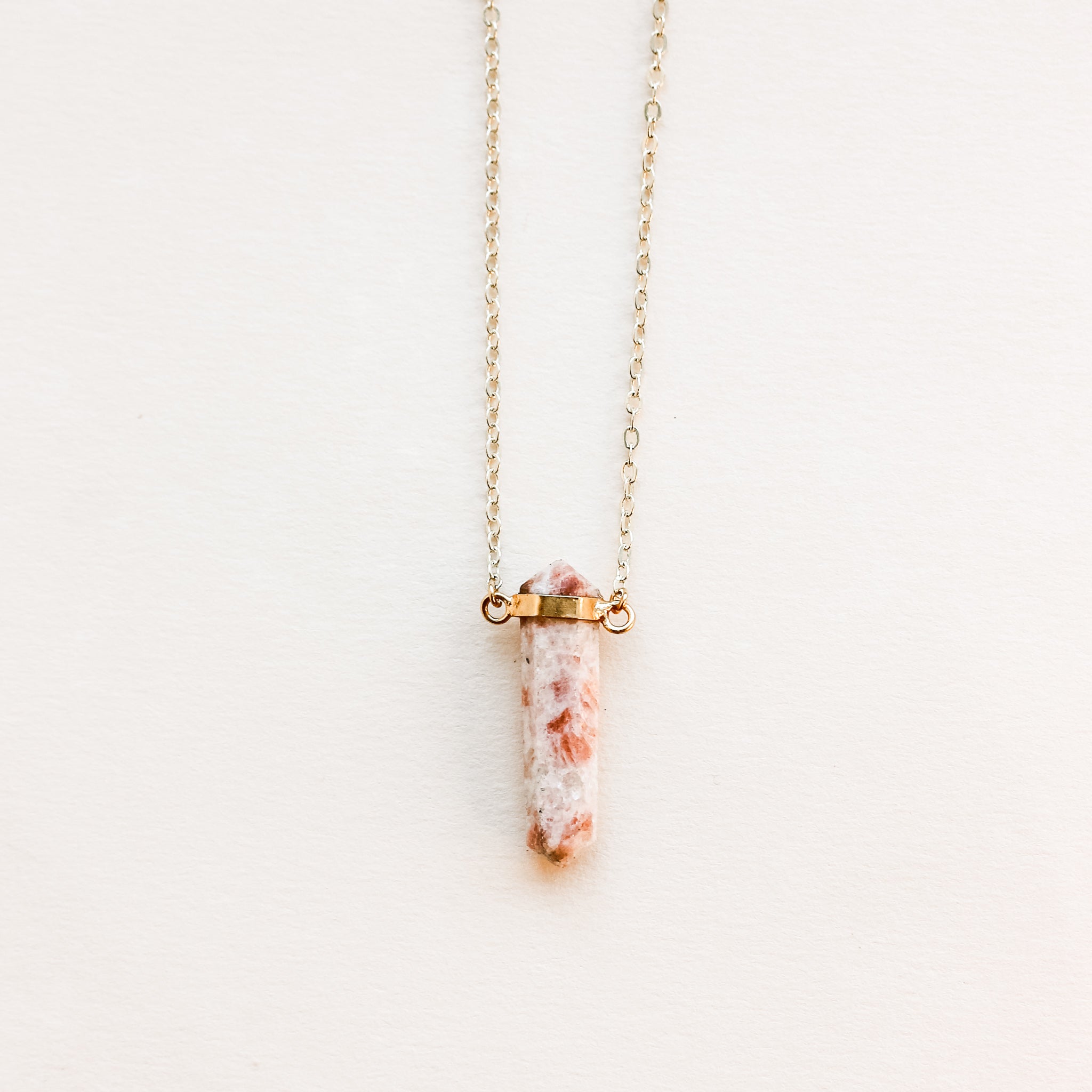 Sunstone Point Mid Length Gemstone Diffuser Necklace - Put on Love Designs