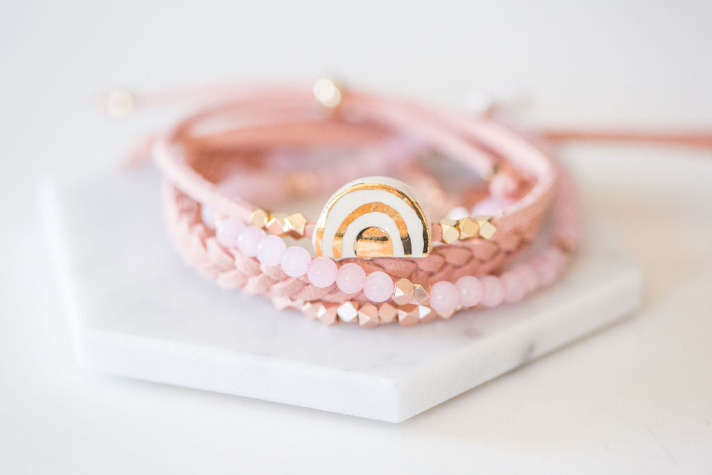 Rose Quartz Embrace Set Gemstone Beads - Put on Love Designs