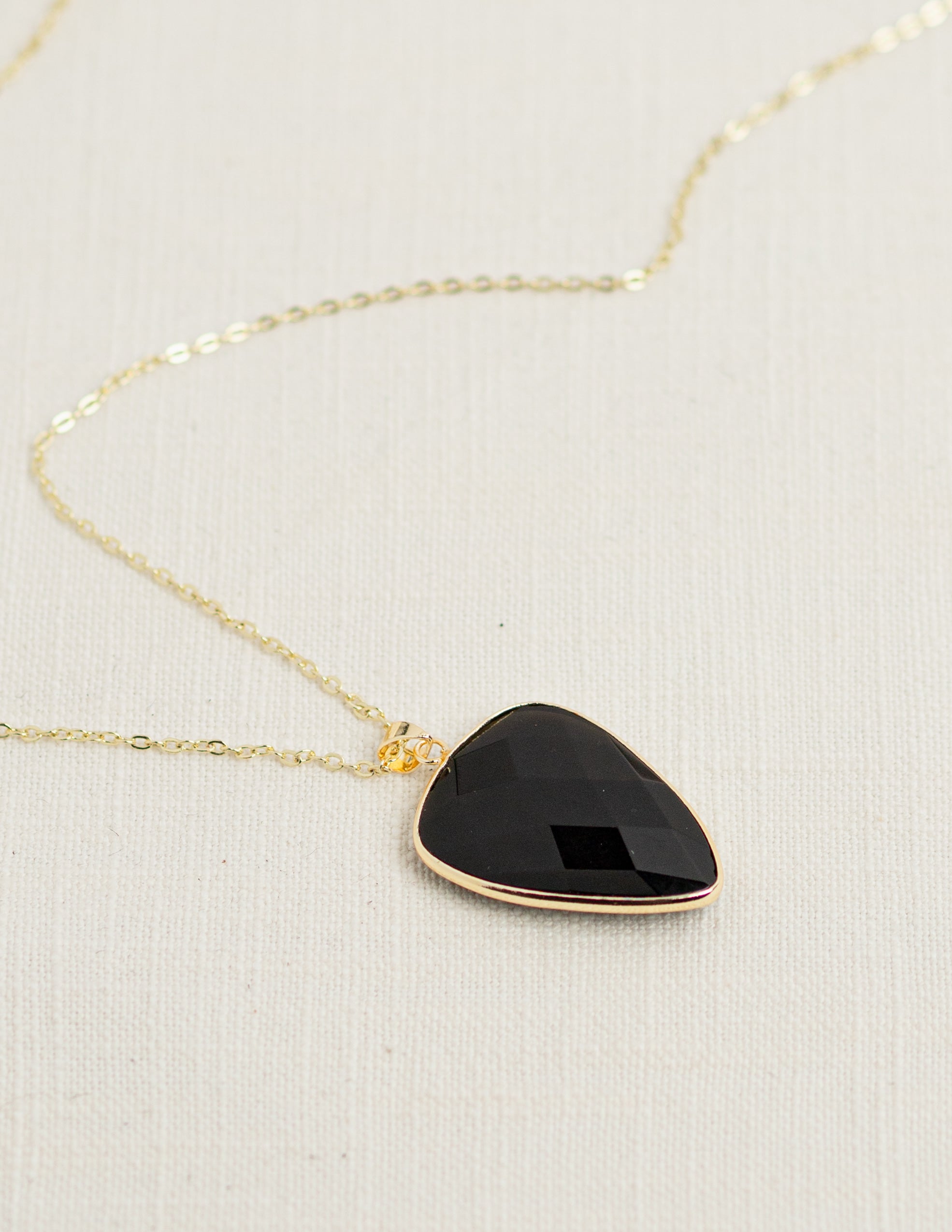 Black Agate Faceted Long Gemstone Diffuser Necklace - Put on Love Designs